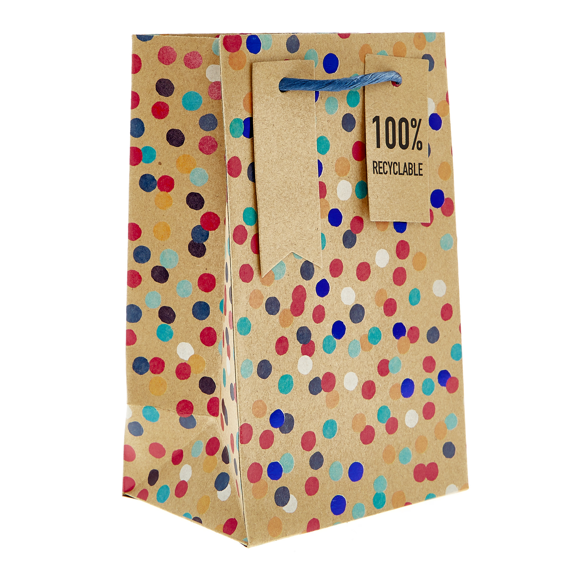 Small Recyclable Kraft Polka Dot Gift Bag