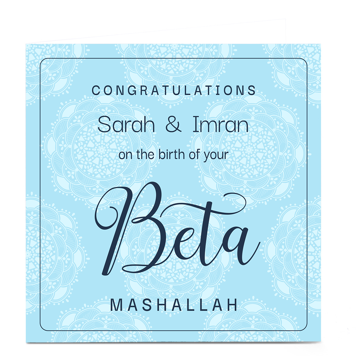 Personalised Roshah Designs New Baby Card - Congratulations Beta