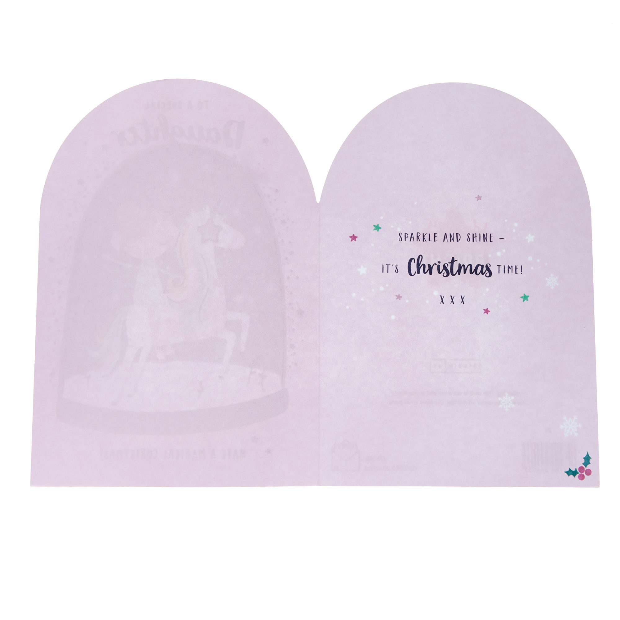 Daughter Snowglobe Unicorn Christmas Card