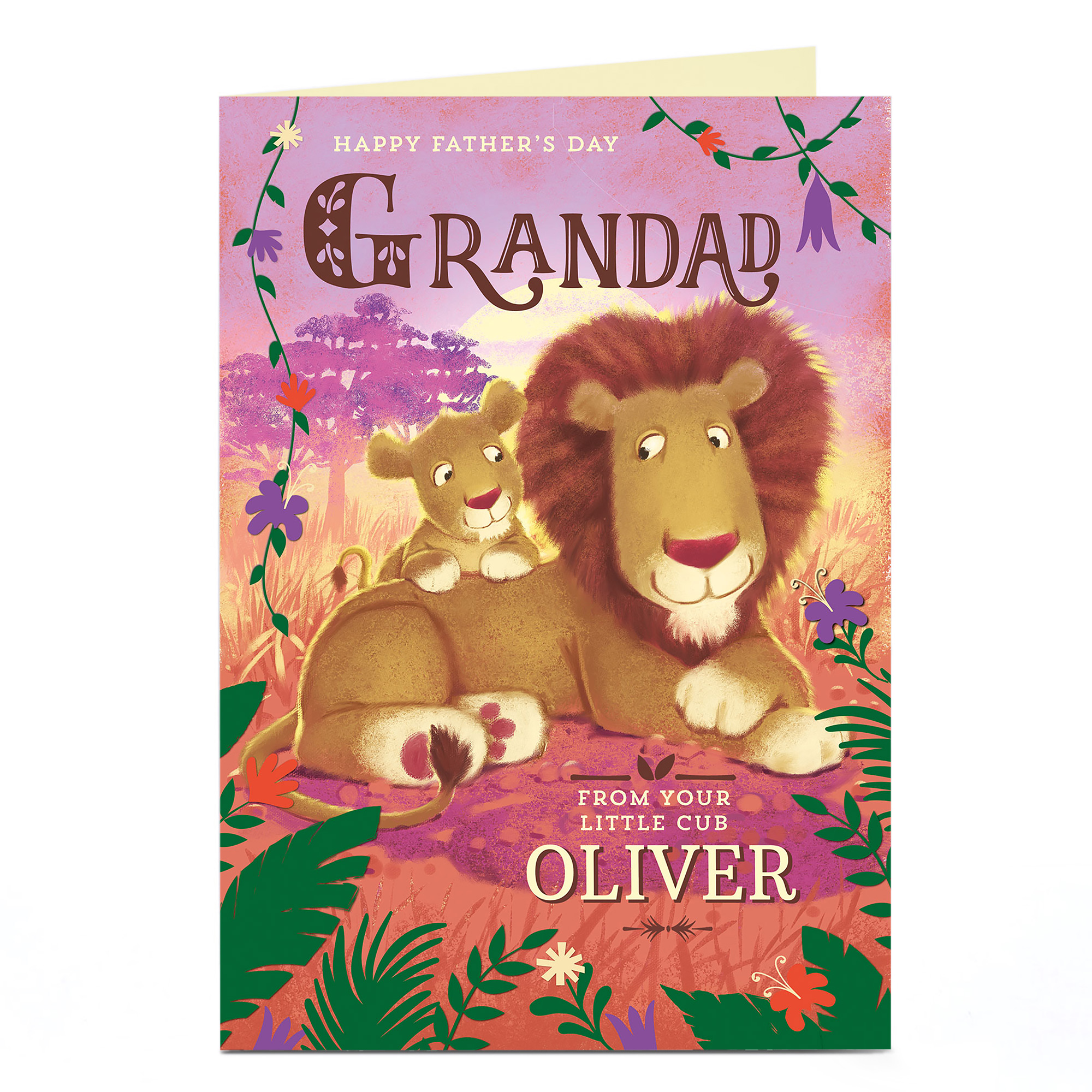 Personalised Father's Day Card - Grandad, Little Lion Cub
