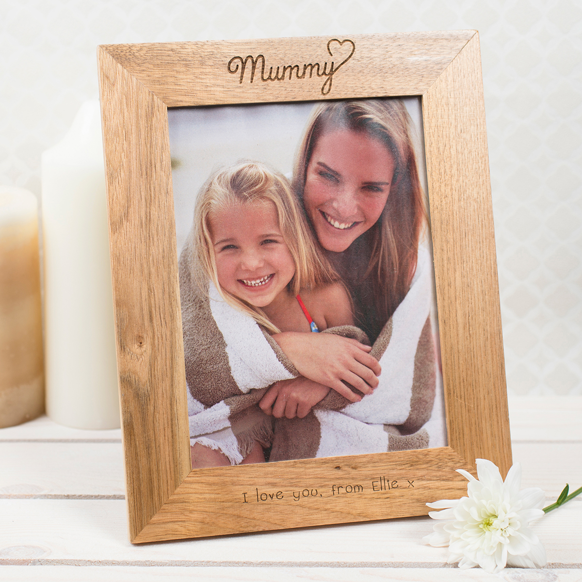 Personalised Engraved Wooden Photo Frame - Mummy Heart