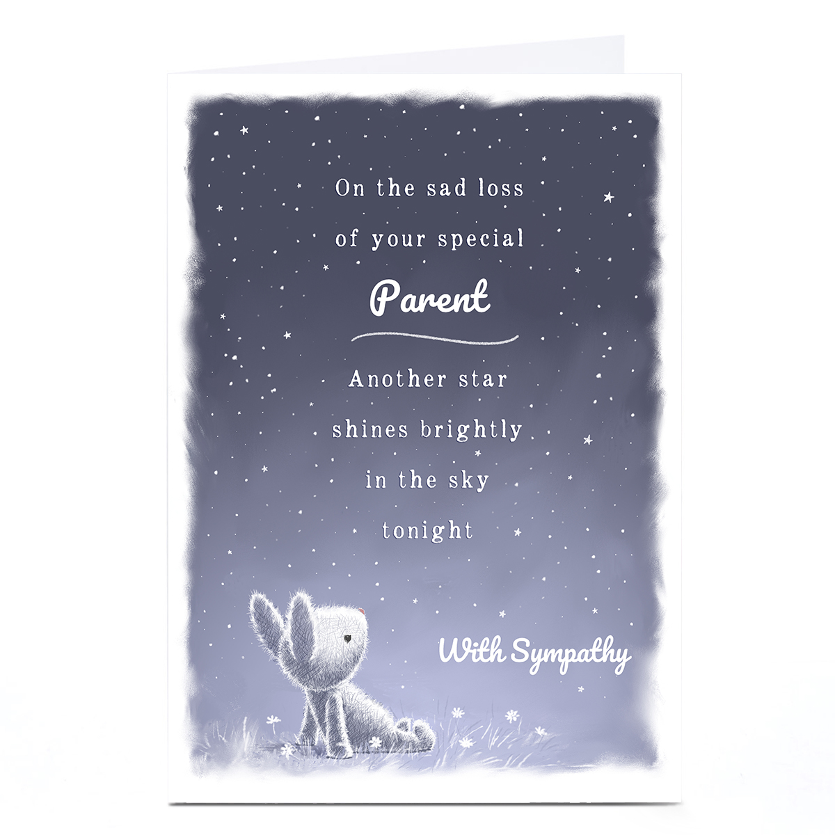 Personalised Sympathy Card - Rabbit & Stars, Parent