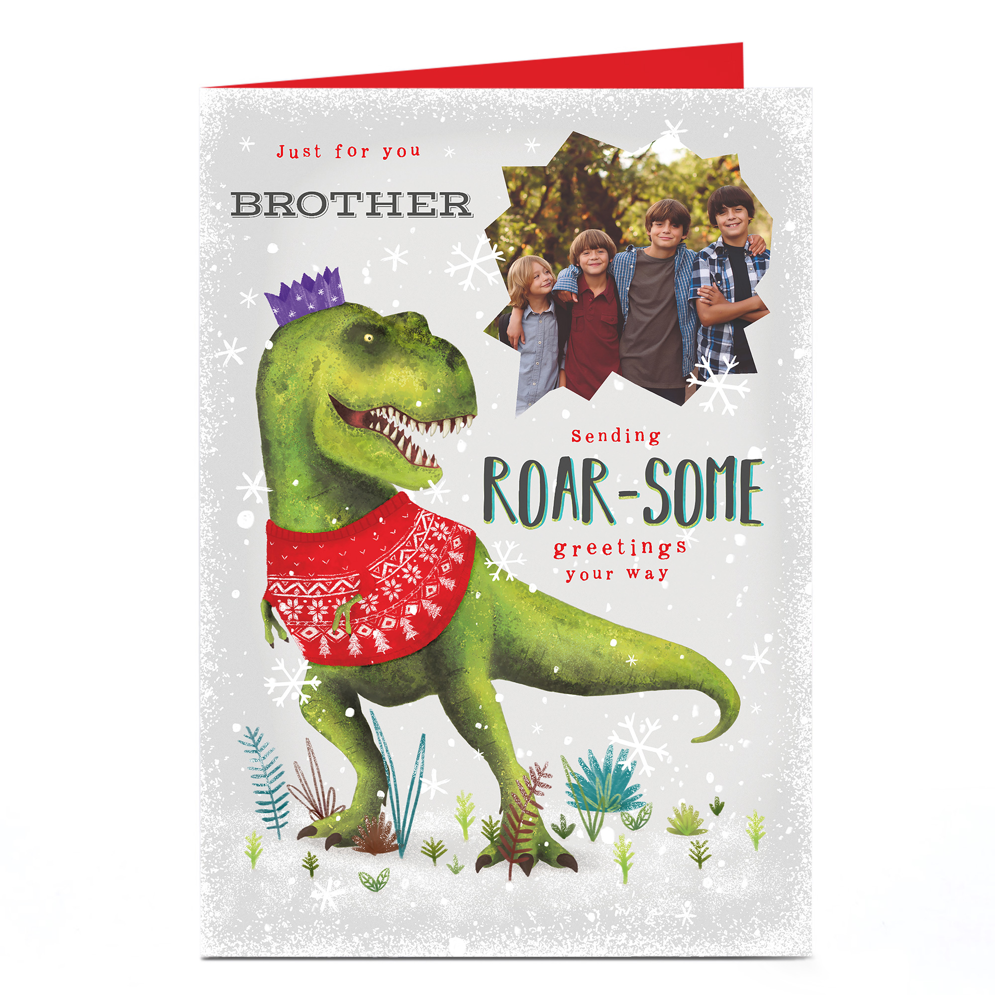 Personalised Photo Christmas Card - Roar-some Greetings Brother