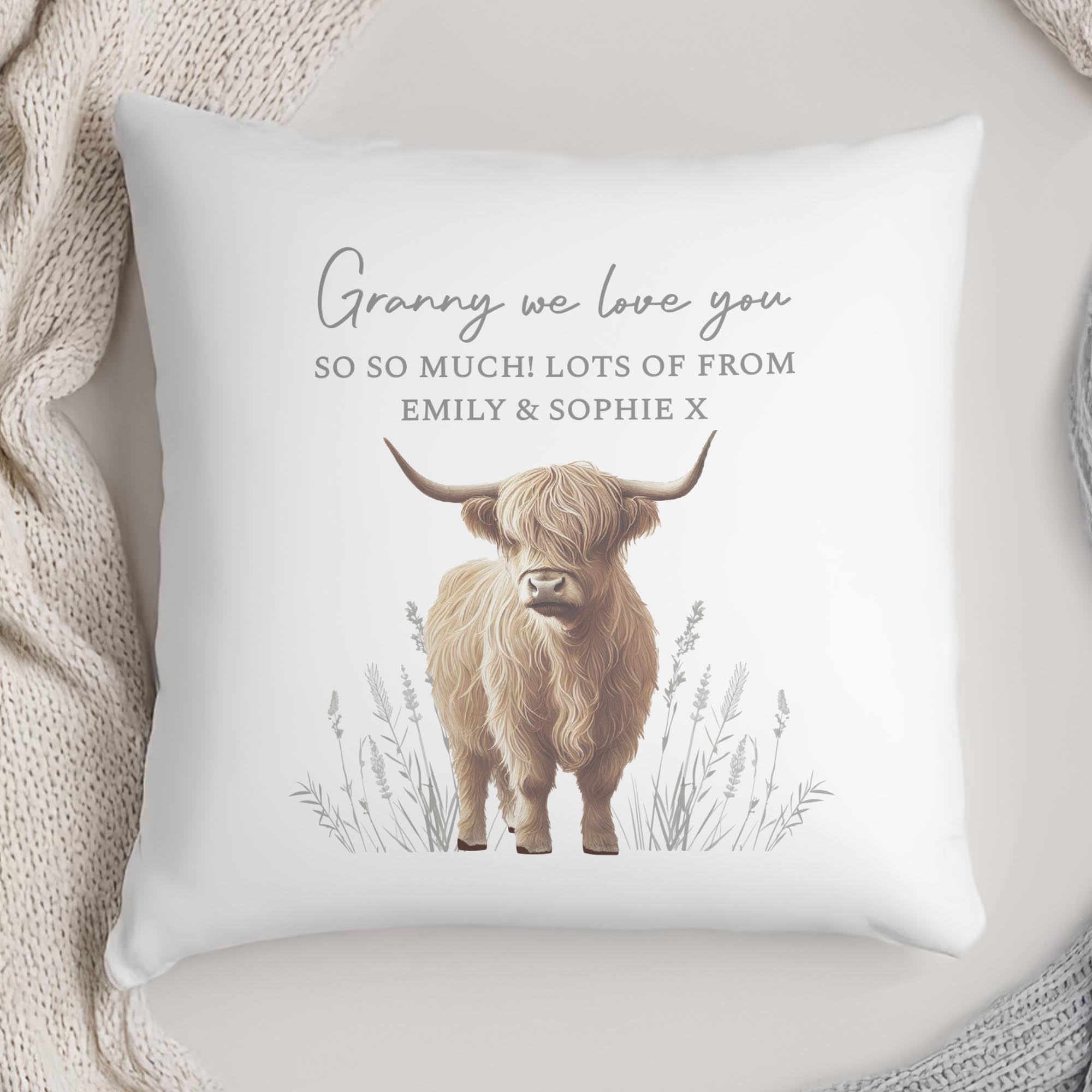 Personalised Highland Cow Cushion,  Personalised Highland Cow Cushion