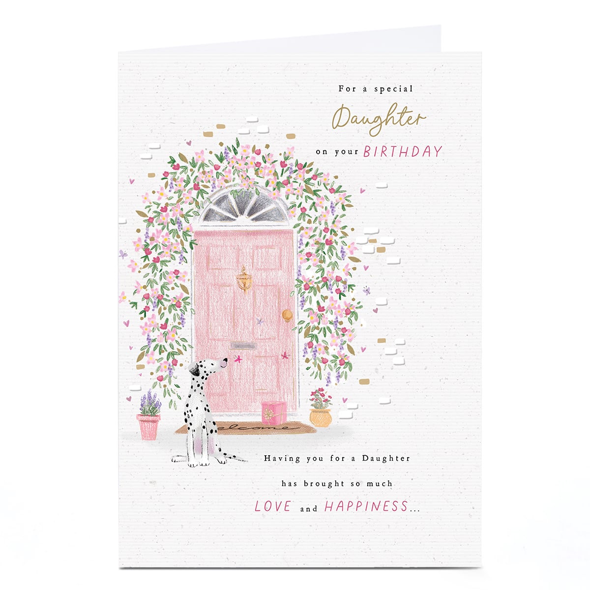 Birthday Card - Pink Floral Doorway, Daughter