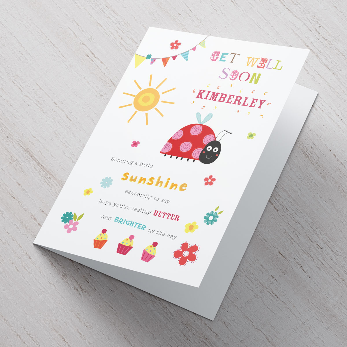 Personalised Get Well Soon Card - Ladybird
