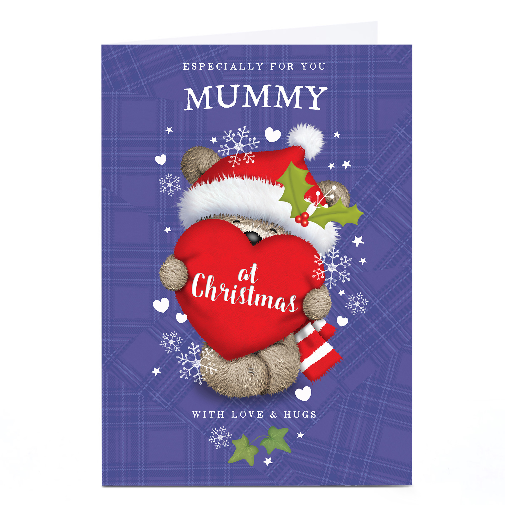 Personalised Christmas Card - Hugs Bear With Heart