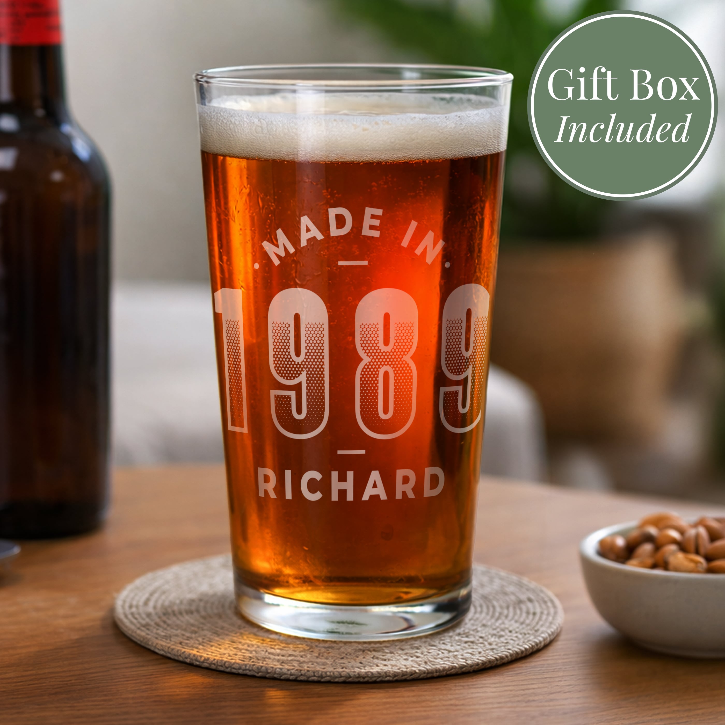 Personalised Made In Pint Glass