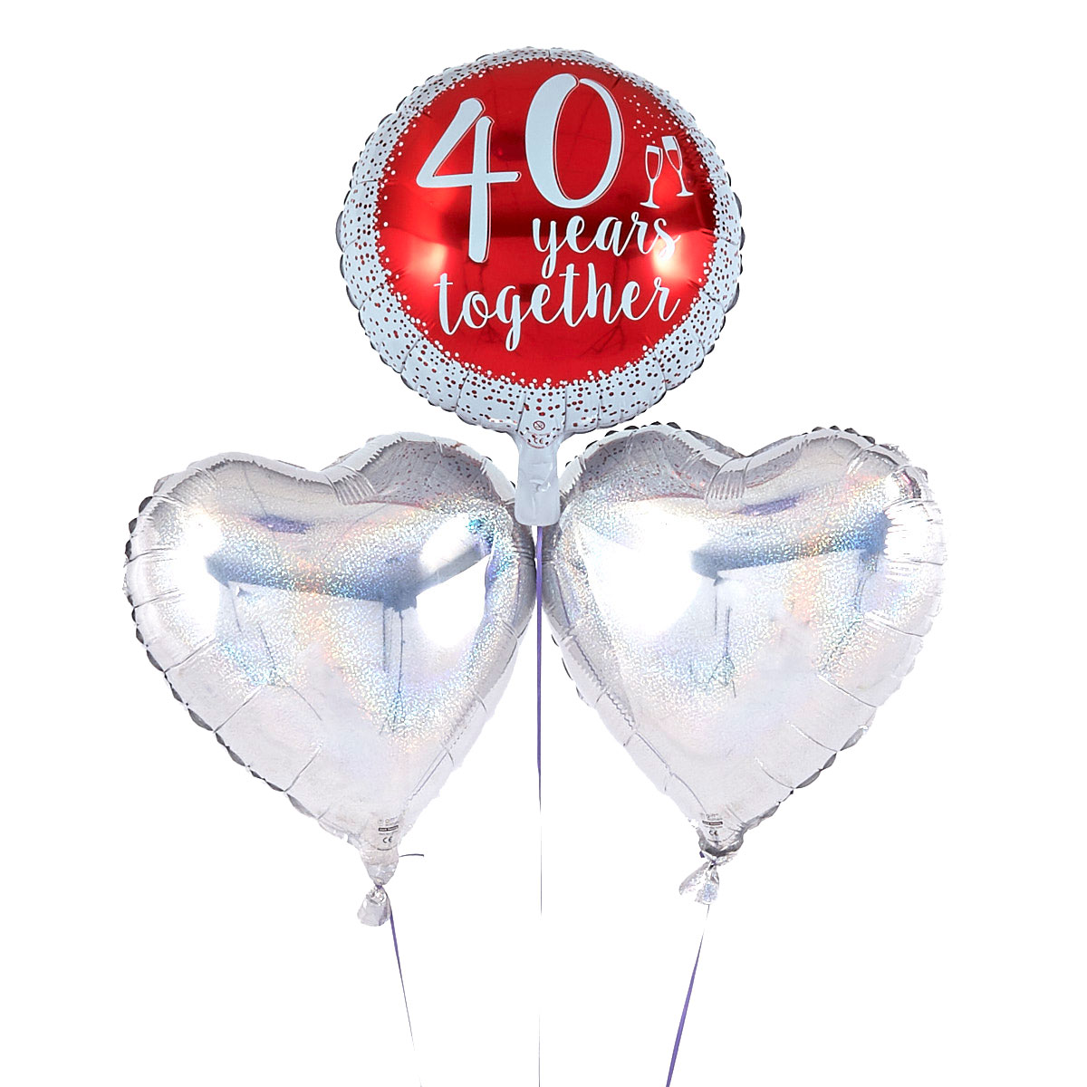 40th Anniversary Ruby Wedding Romantic Balloon Bouquet - DELIVERED INFLATED!