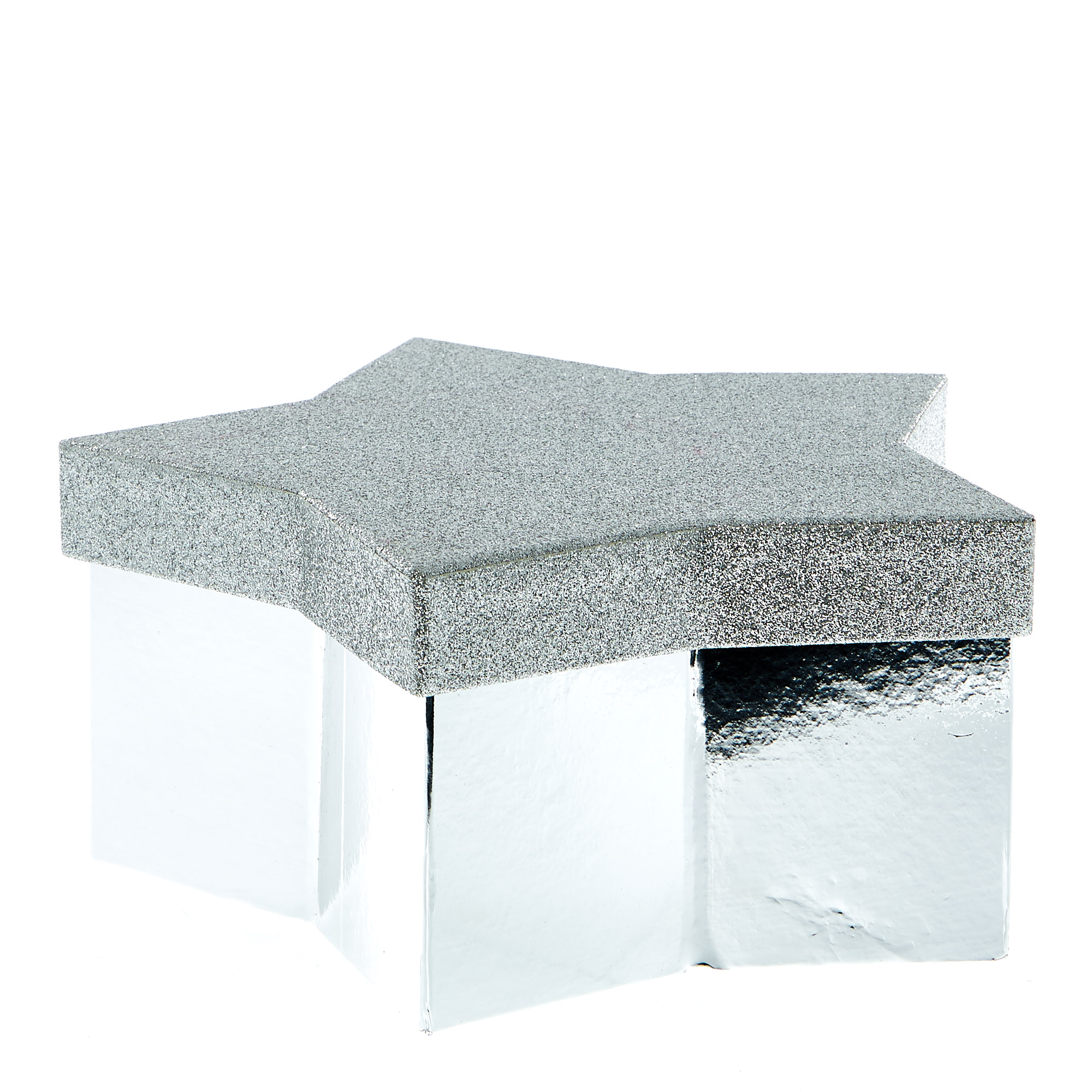 Silver Star-Shaped Gift Boxes - Set Of 3