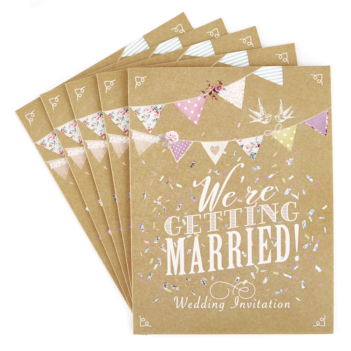 Wedding Invitations, Bunting - Pack of 12