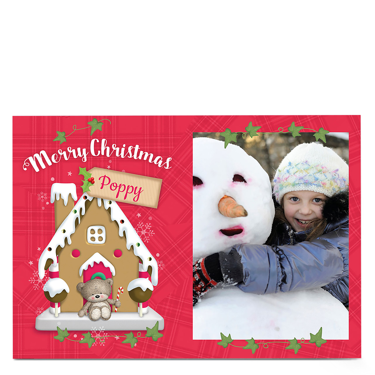 Hugs Photo Christmas Card - Gingerbread House