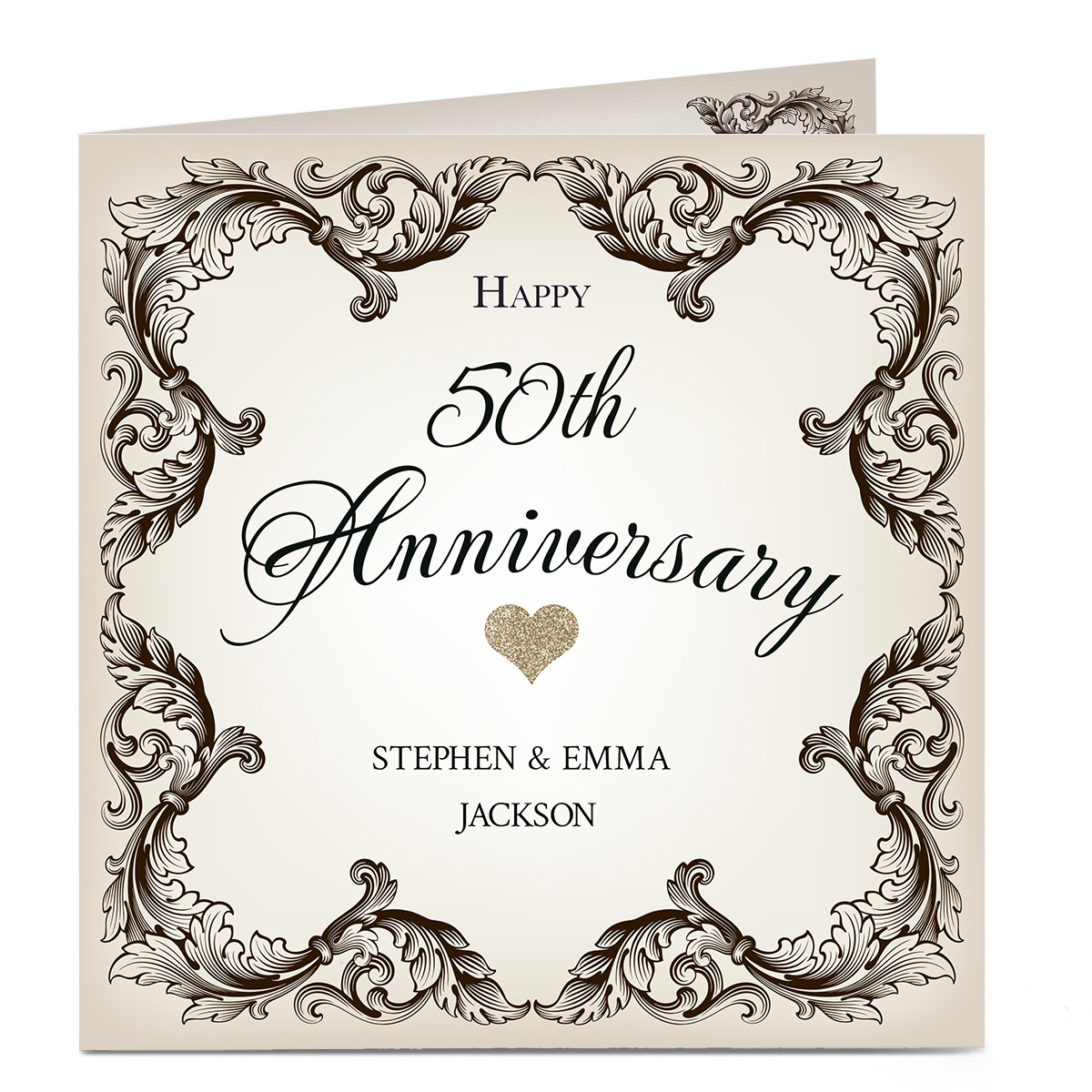 Personalised 50th Anniversary Card - Black and White