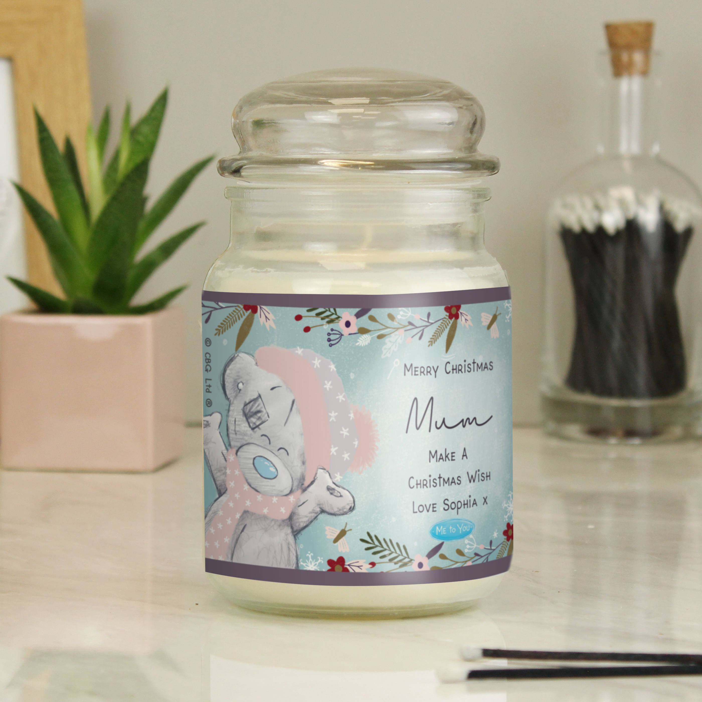 Personalised Me To You Tatty Teddy Cosy Winter Large Candle Jar