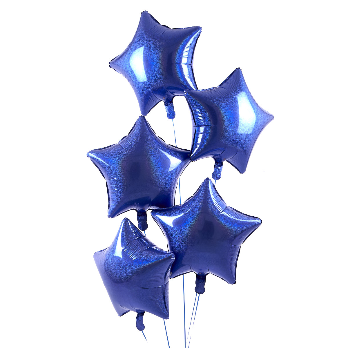 5 Royal Blue Stars Balloon Bouquet - DELIVERED INFLATED! 