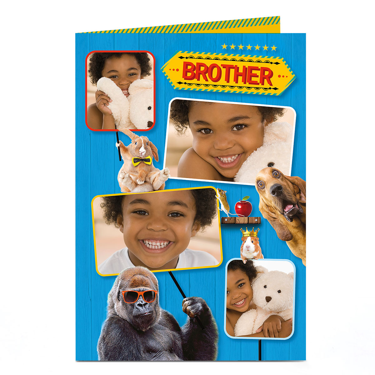 Photo Birthday Card - Animals With Signs [Brother]