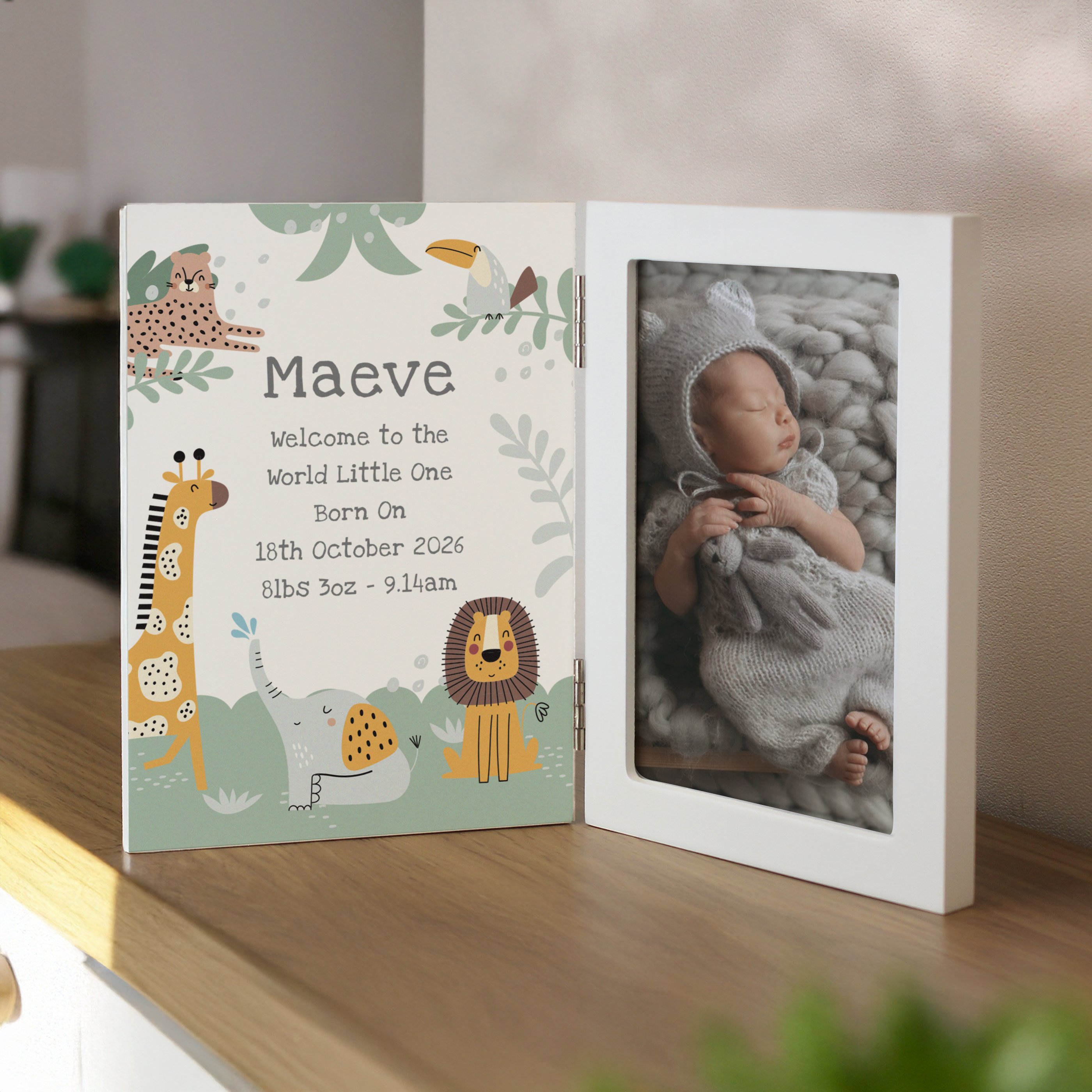 Personalised Animals Wooden Hinged 6x4-Inch Photo Frame