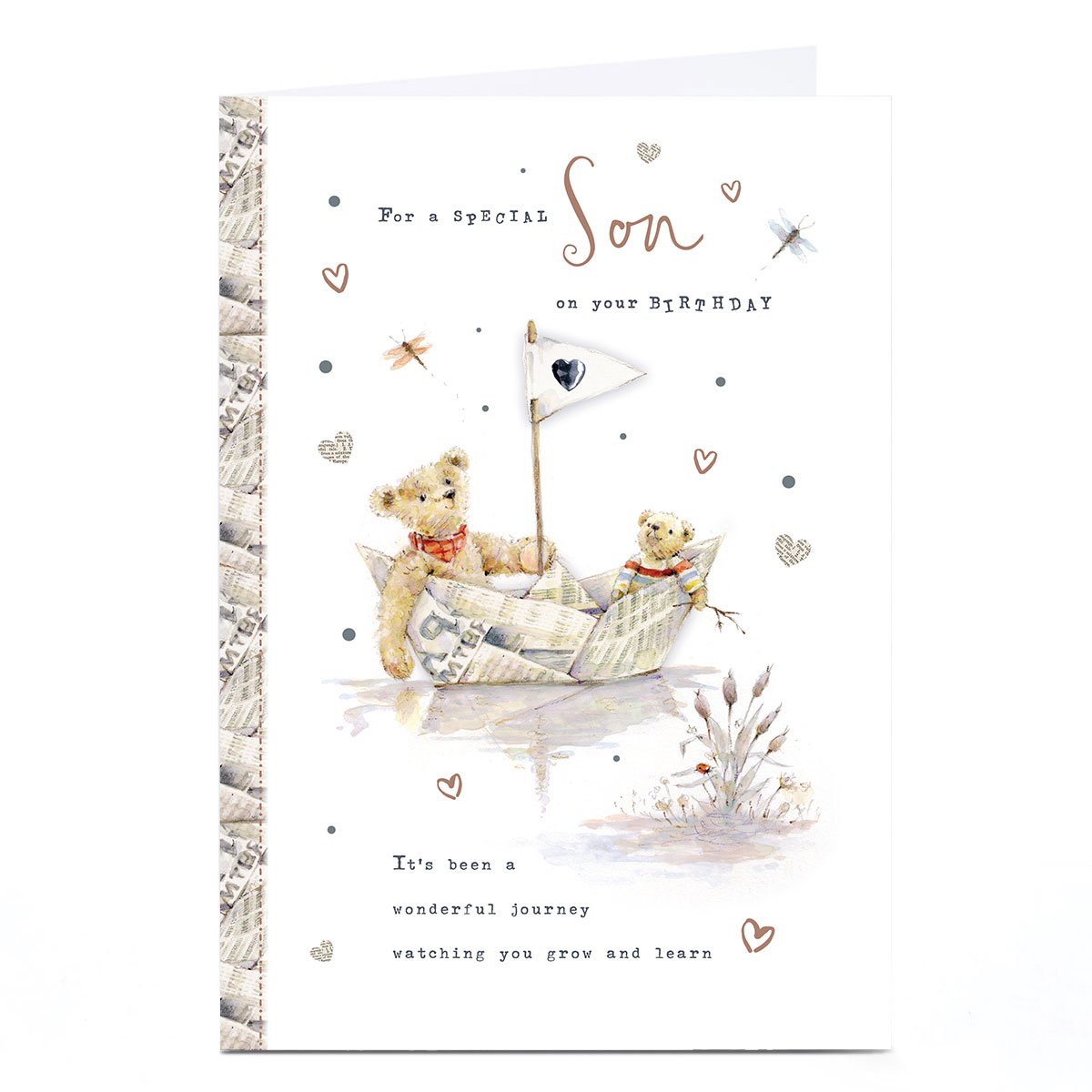 Personalised Birthday Card - Paper Boat Bears, Son