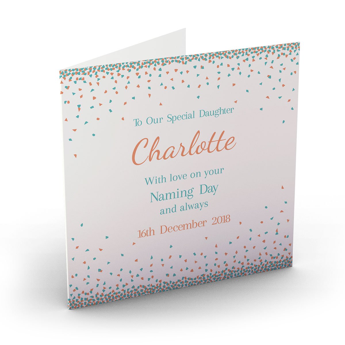 Personalised Baby Card - Confetti Triangles, Orange