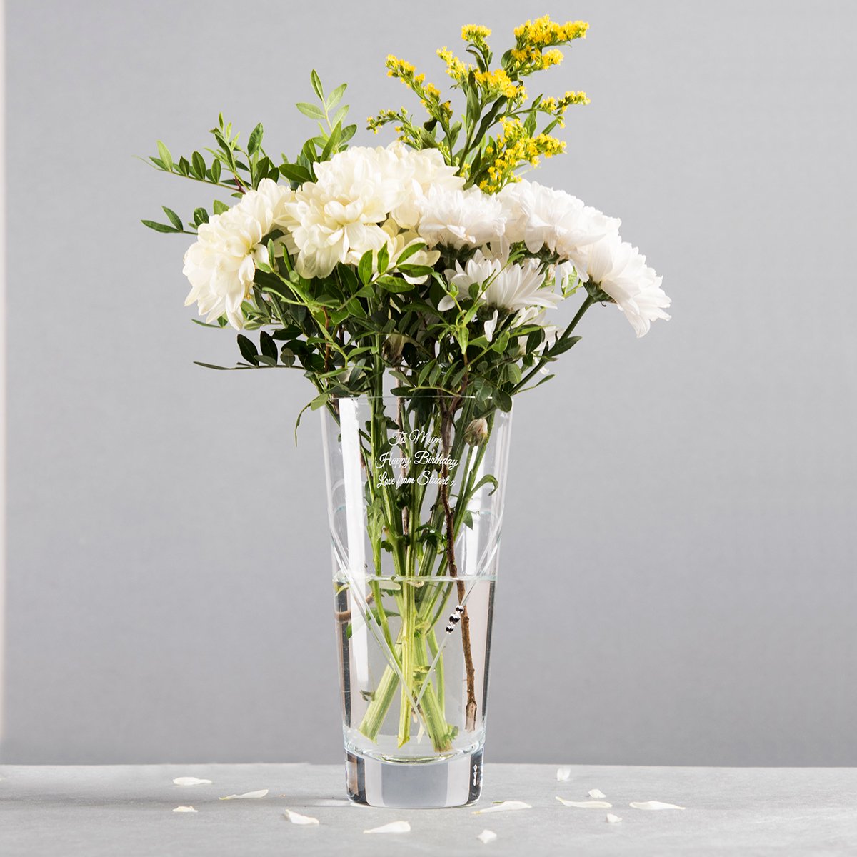 Engraved Glass Vase Embellished with Crystals