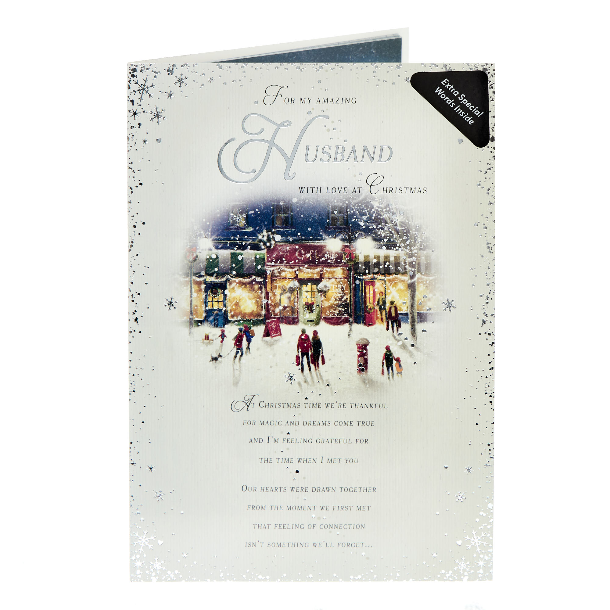 Husband Snowy Shop Scene Christmas Card