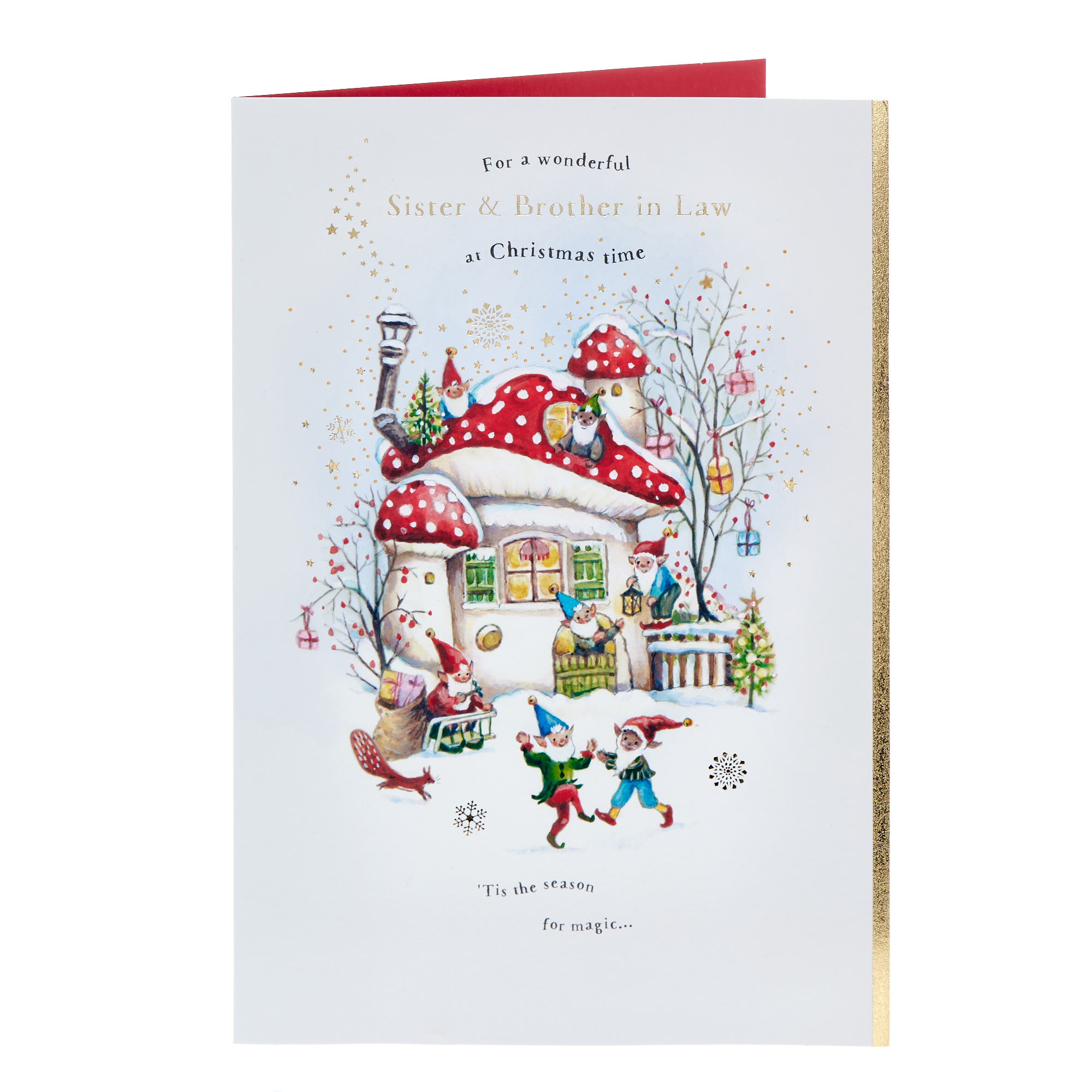 Sister & Brother In Law Toadstool & Elves Christmas Card