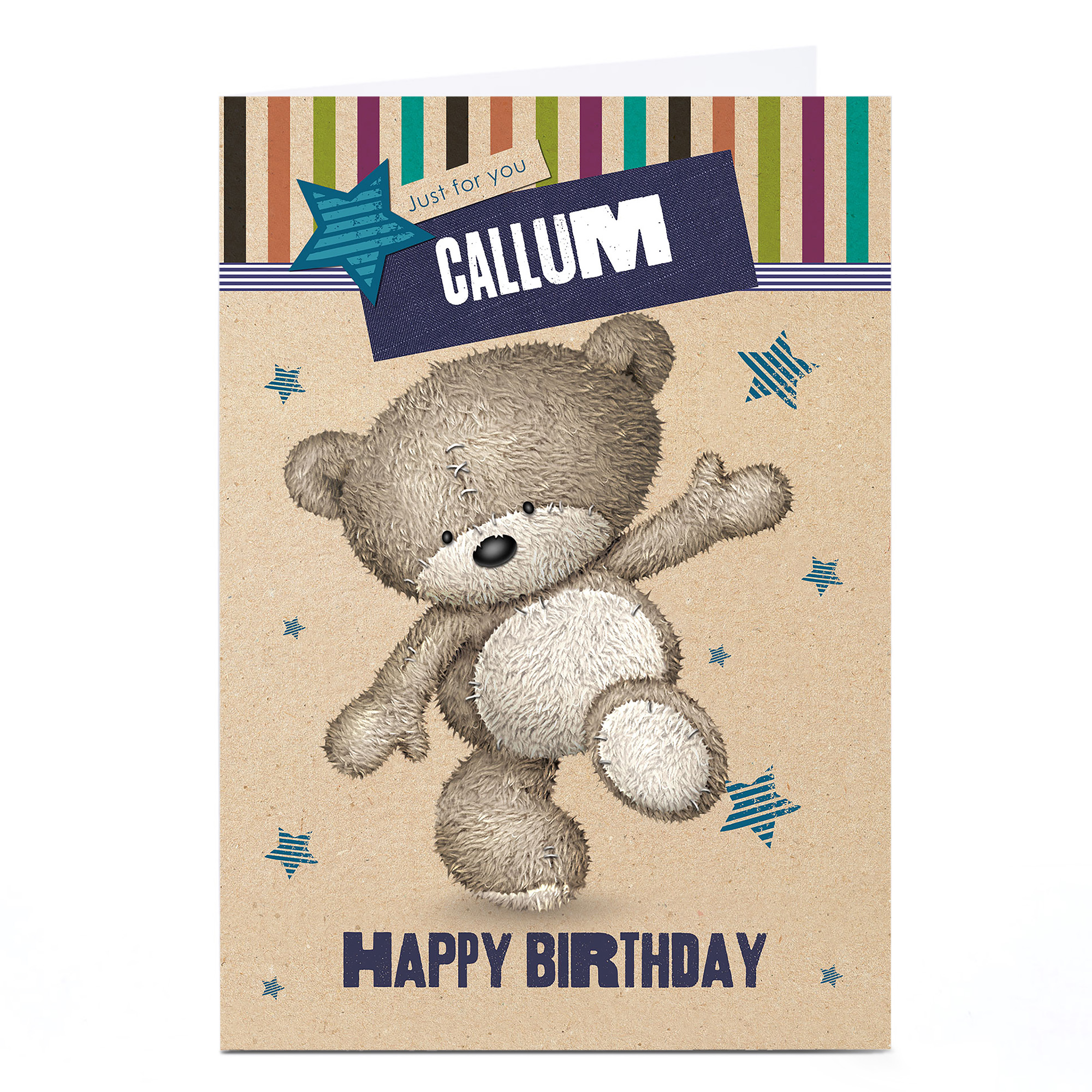 Personalised Hugs Bear Birhday Card - Stars & Stripes