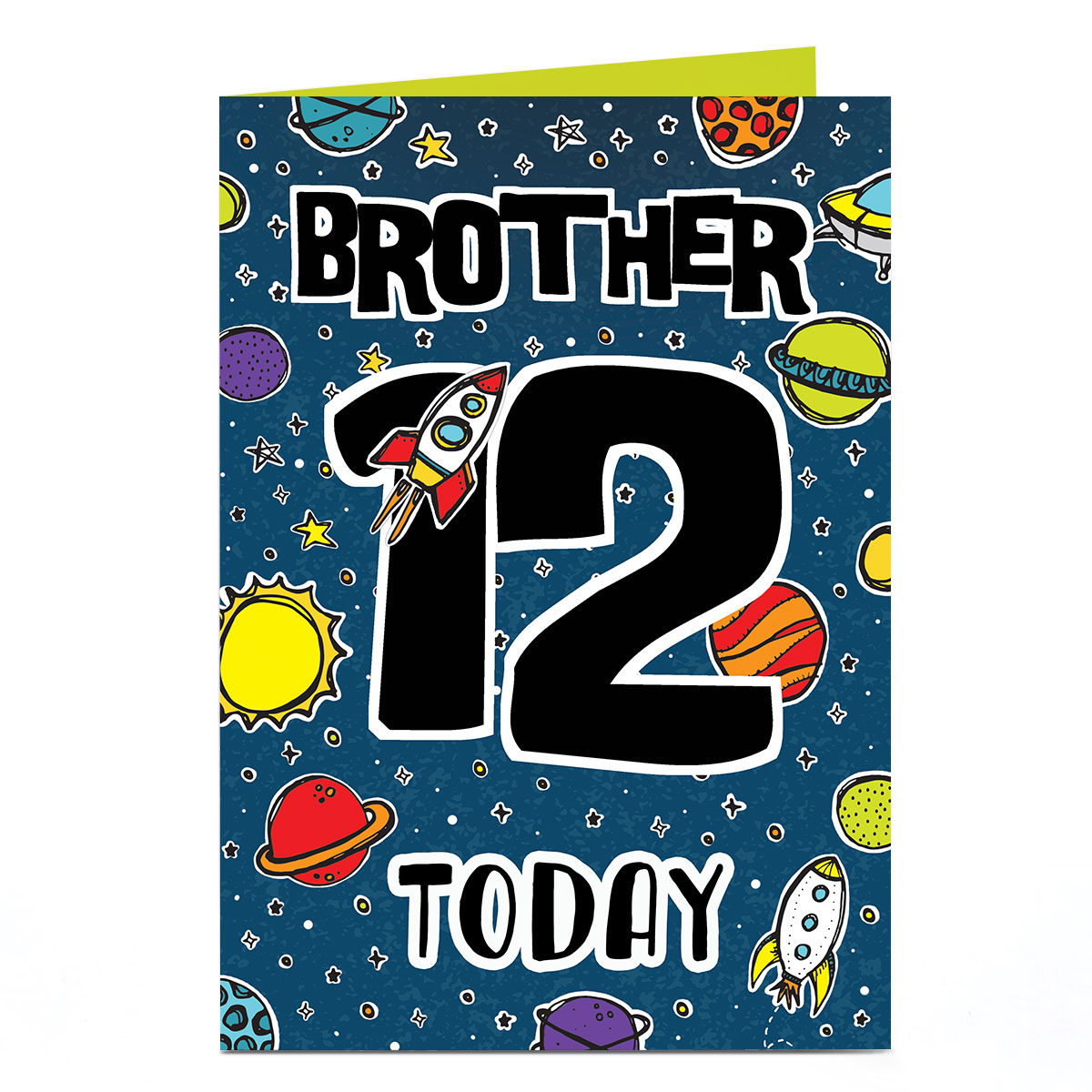 Personalised Editable Age Birthday Card - Rocket Ships [Brother]