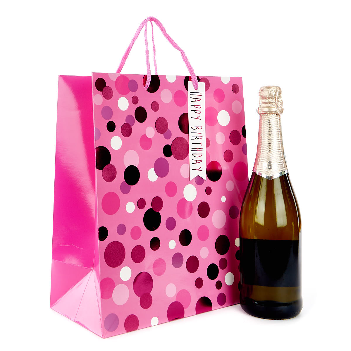 Large Portrait Pink Polka Dot Gift Bag