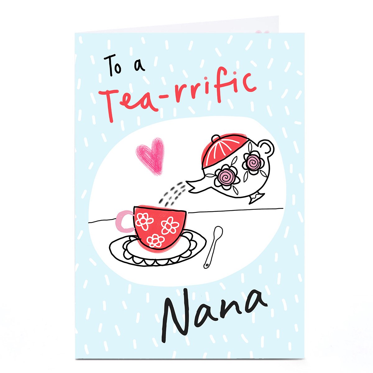 Personalised Lindsay Loves To Draw Card - Tea-riffic Nana