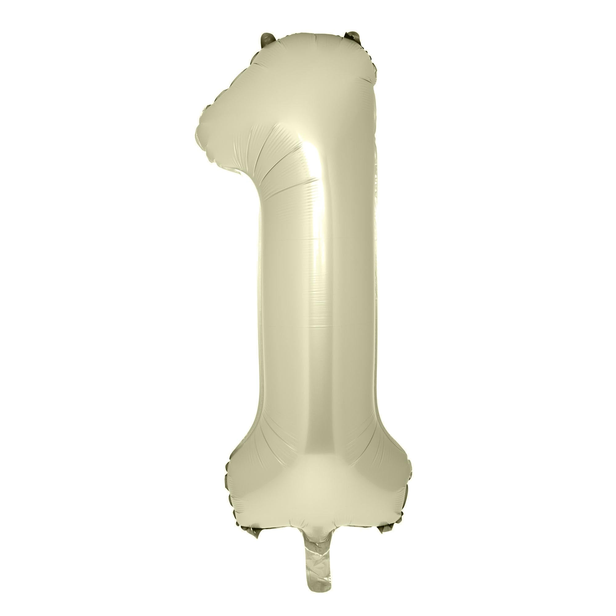 Large Cream 34-Inch Number 1 Balloon - Uninflated