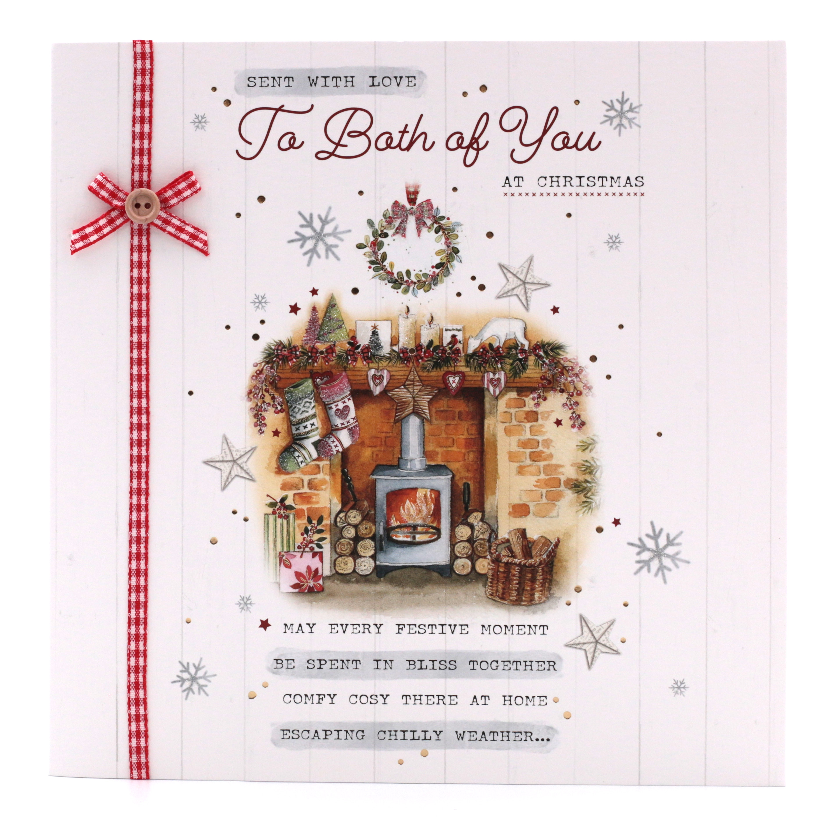 Exquisite Collection Christmas Card - Both Of You, Festive Fireplace