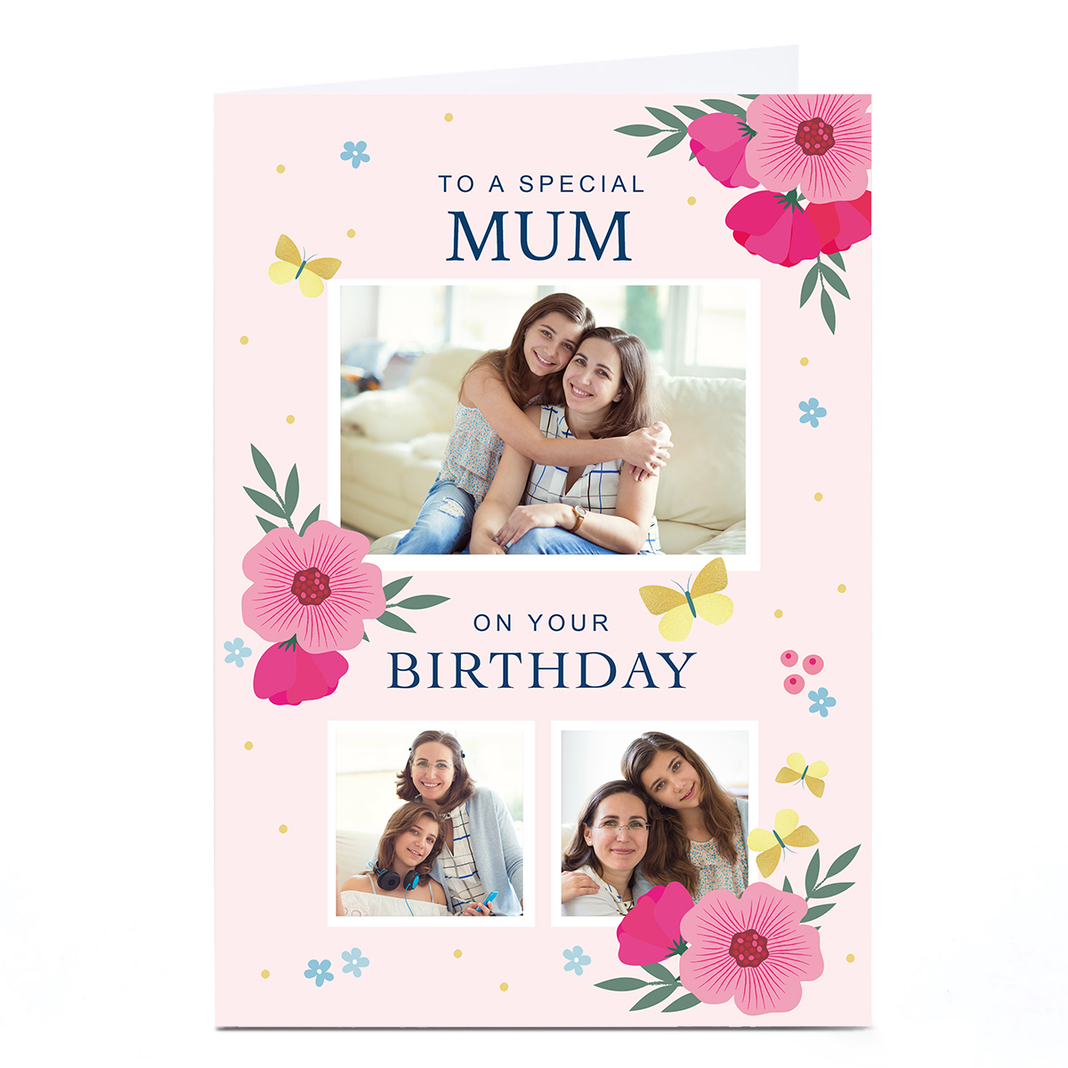 Photo Klara Hawkins Birthday Card - Pink Florals