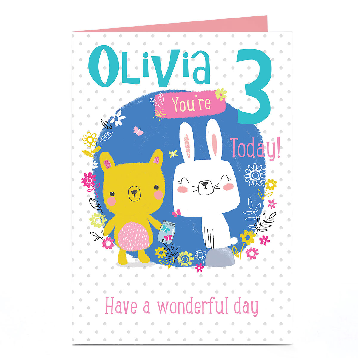 Personalised Birthday Card - Bunny & Bear, Any Age