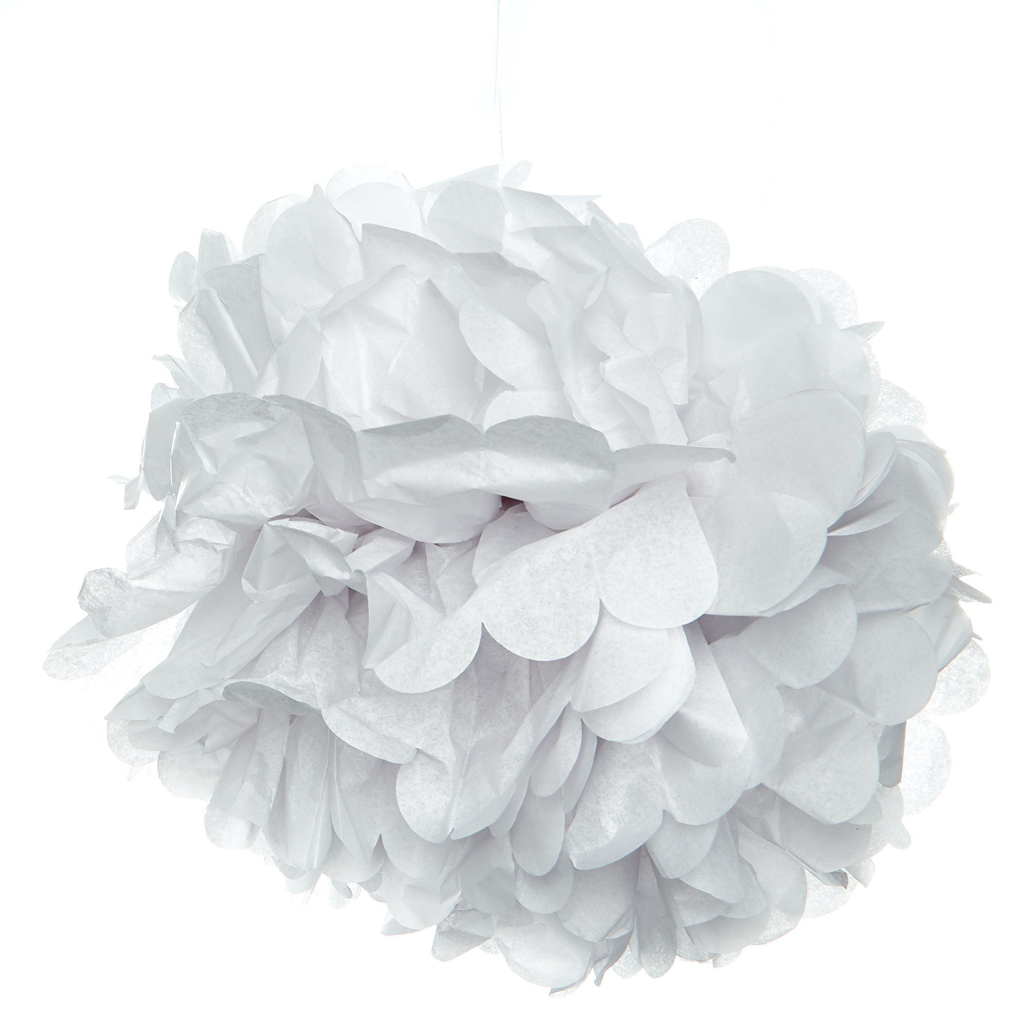 Tissue Paper Pom-Pom Party Decoration - White