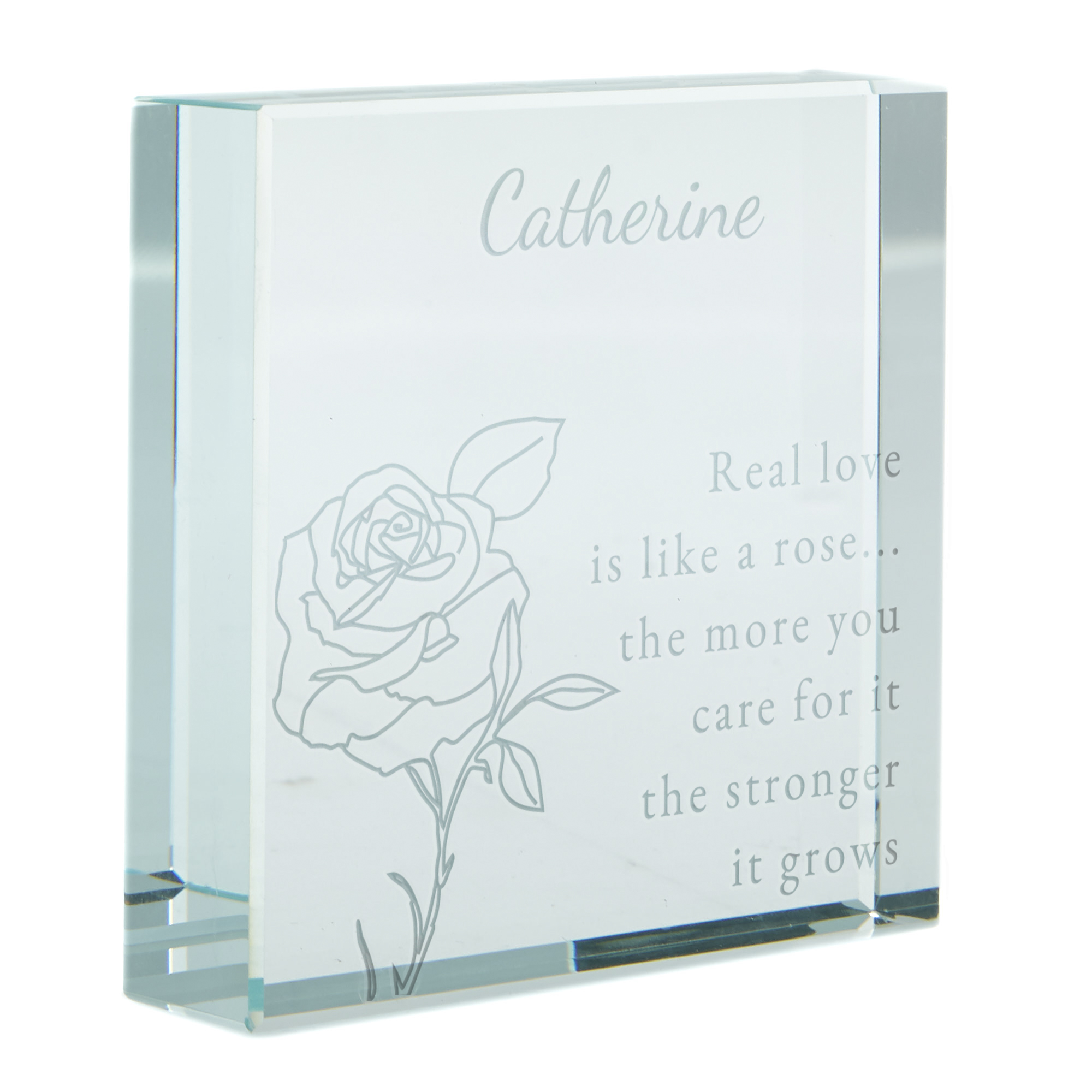 Personalised Glass Token - Love Is Like a Rose