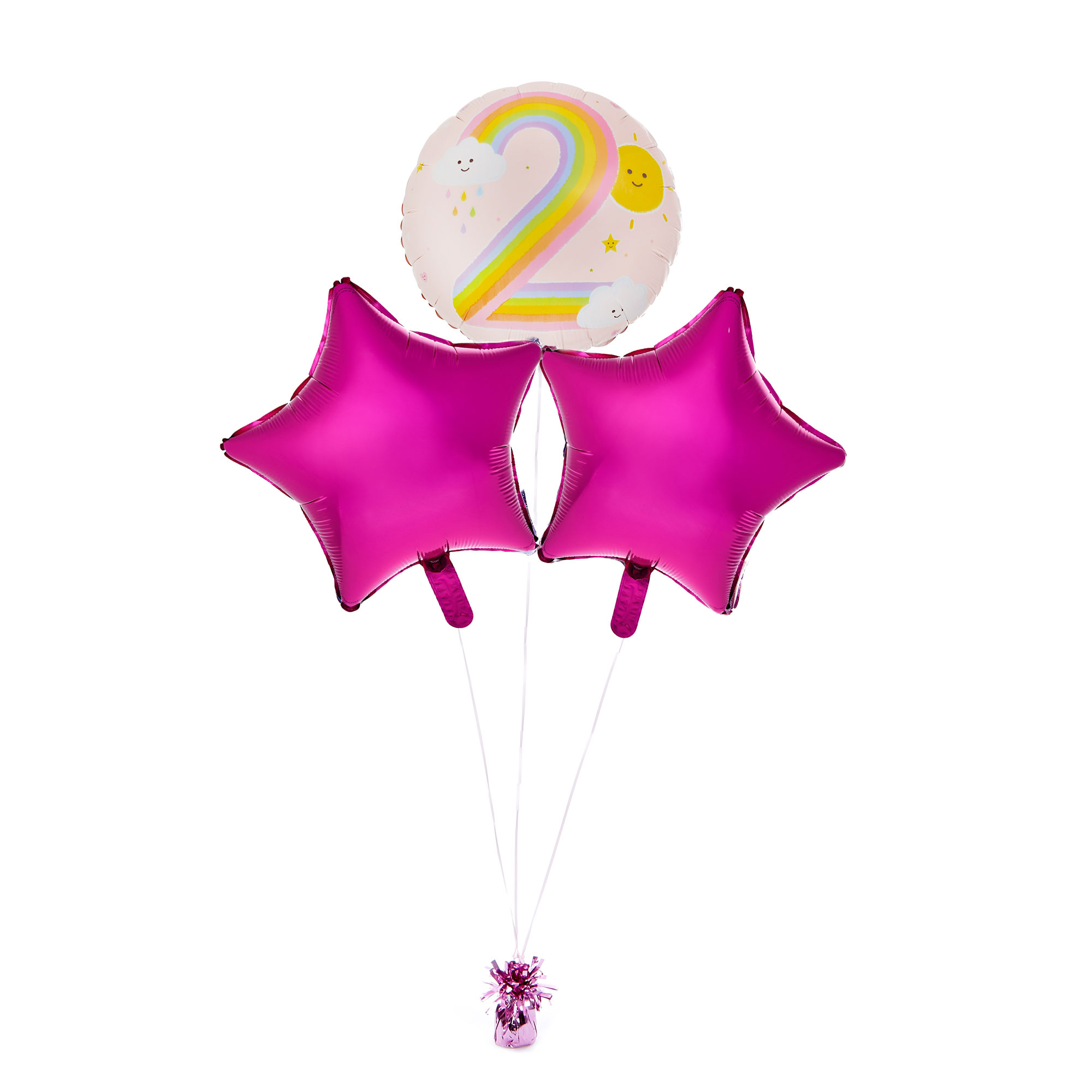 Rainbow 2nd Birthday Balloon Bouquet - DELIVERED INFLATED!