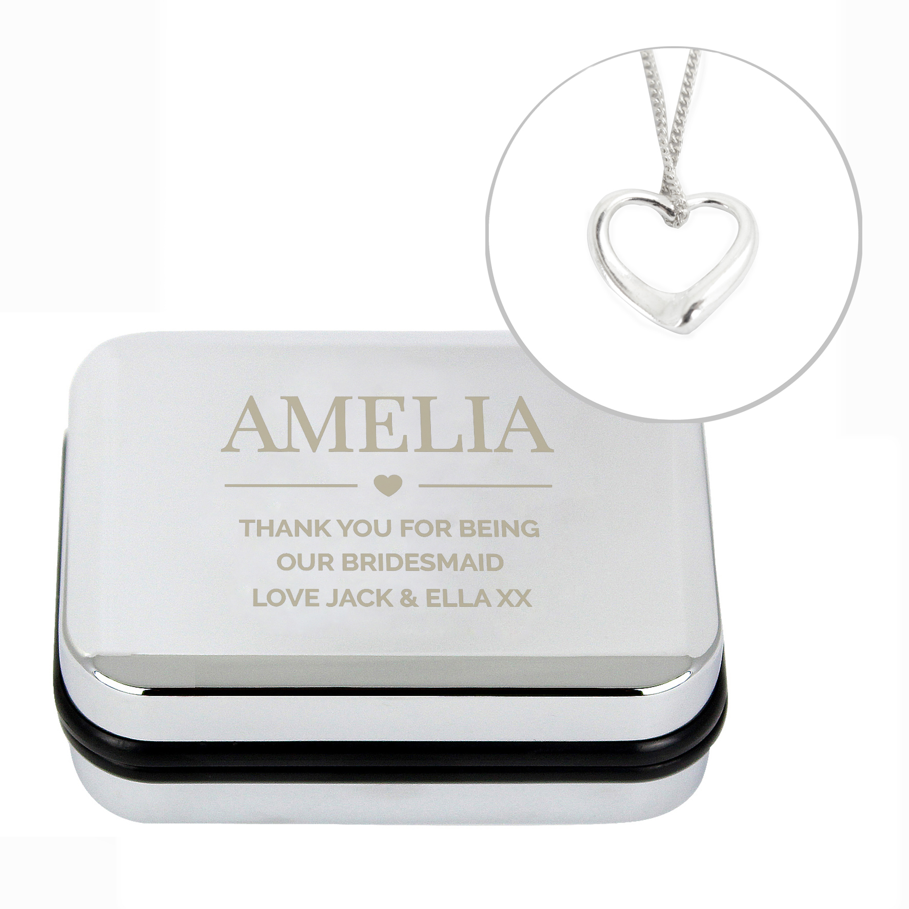 Personalised Trinket Box & Heart Necklace