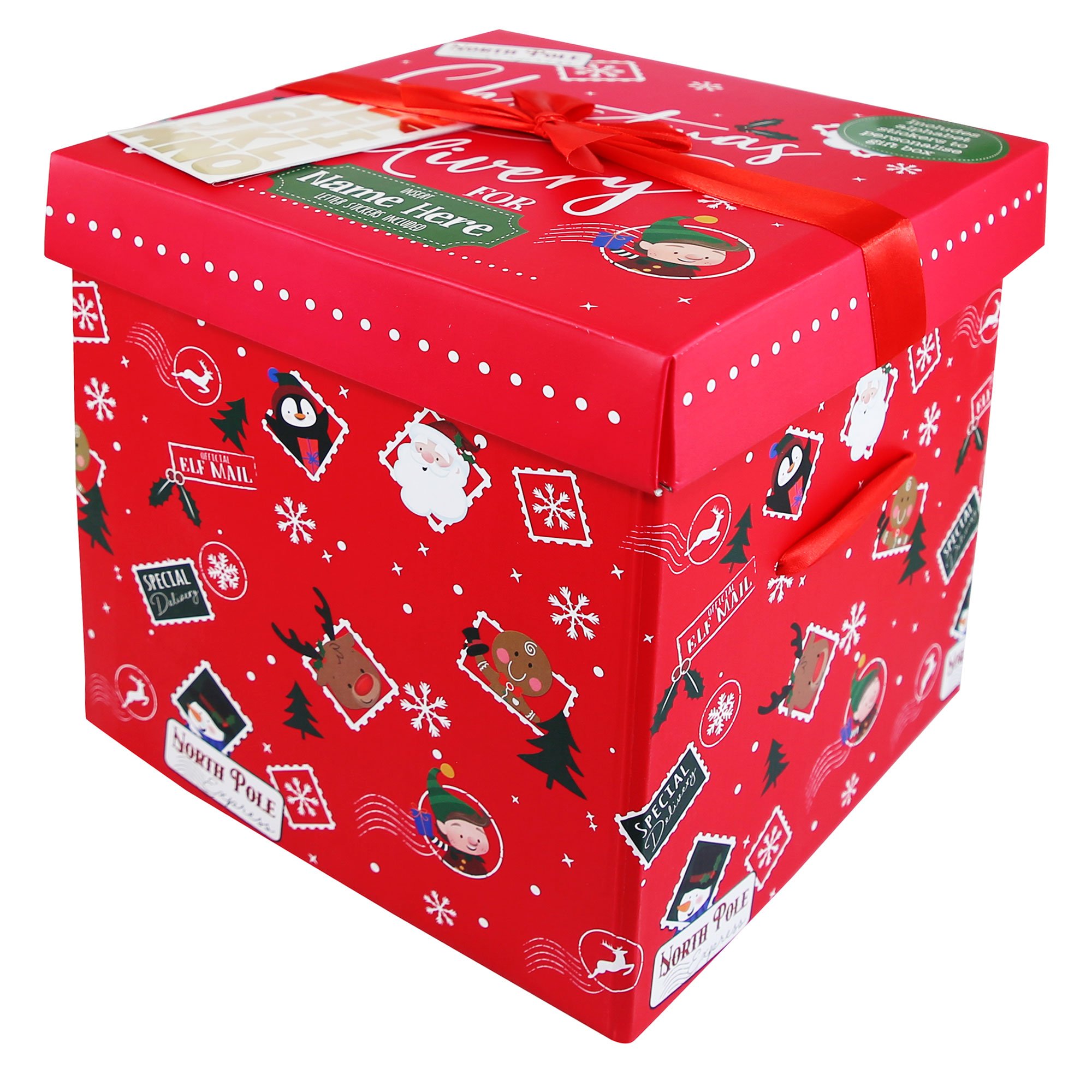 Flat Packed Christmas Gift Box With Stickers