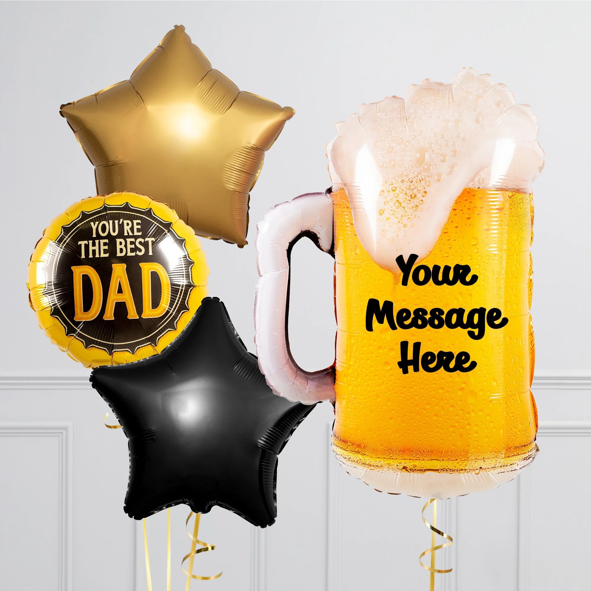 Personalised Beer Best Dad Supershape & Foil Balloon Package - Delivered Inflated!