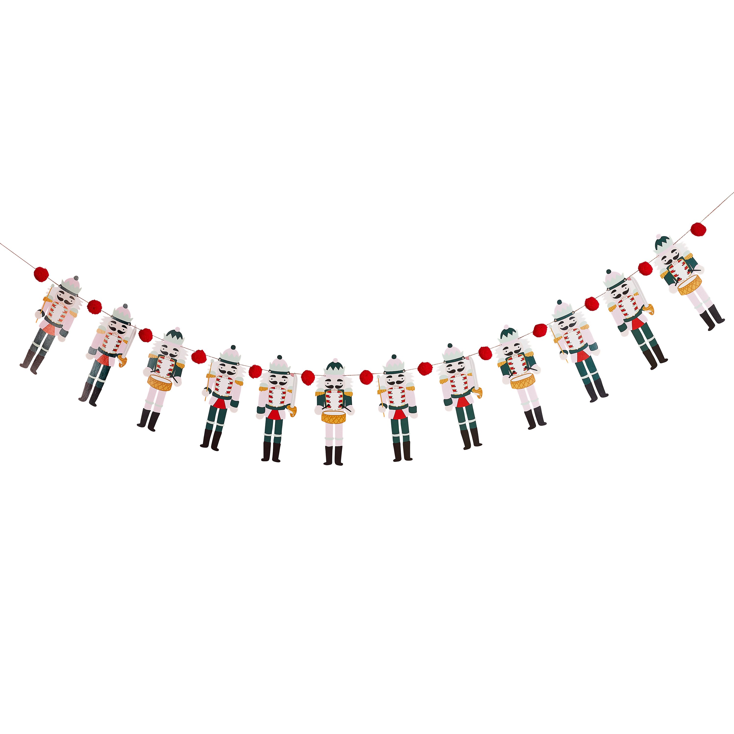Nutcracker Pom Pom Card Garland 2m