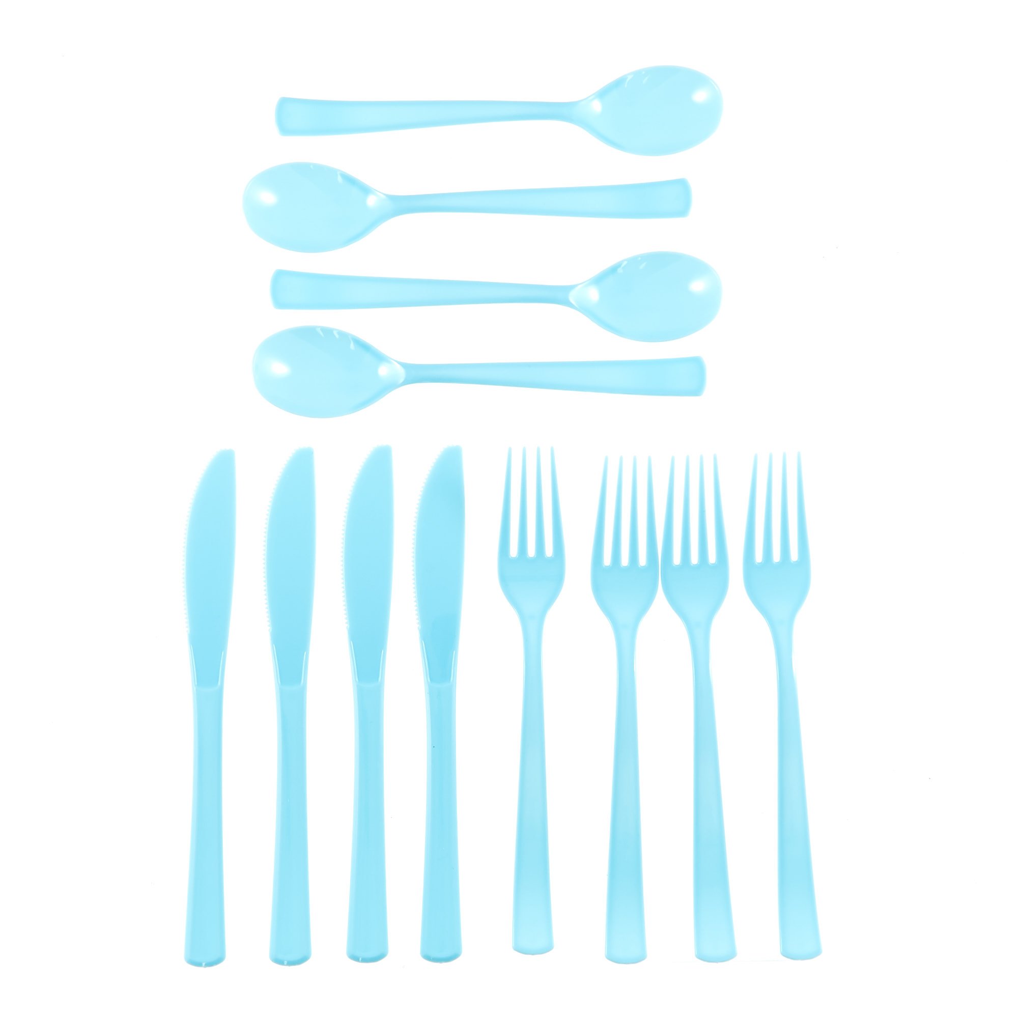 Powder Blue Cutlery & Paper Straws Party Kit - 74 Pieces