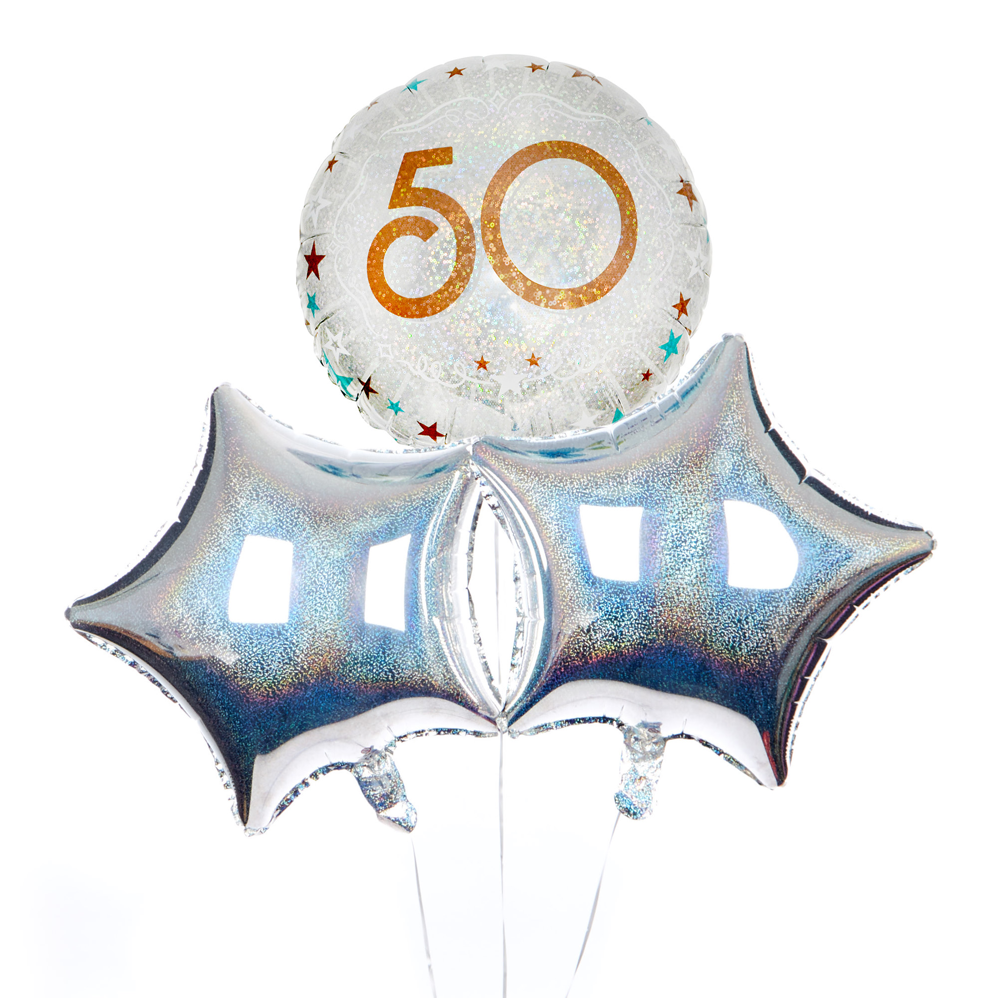 Silver & Bronze 50th Birthday Balloon Bouquet - DELIVERED INFLATED!