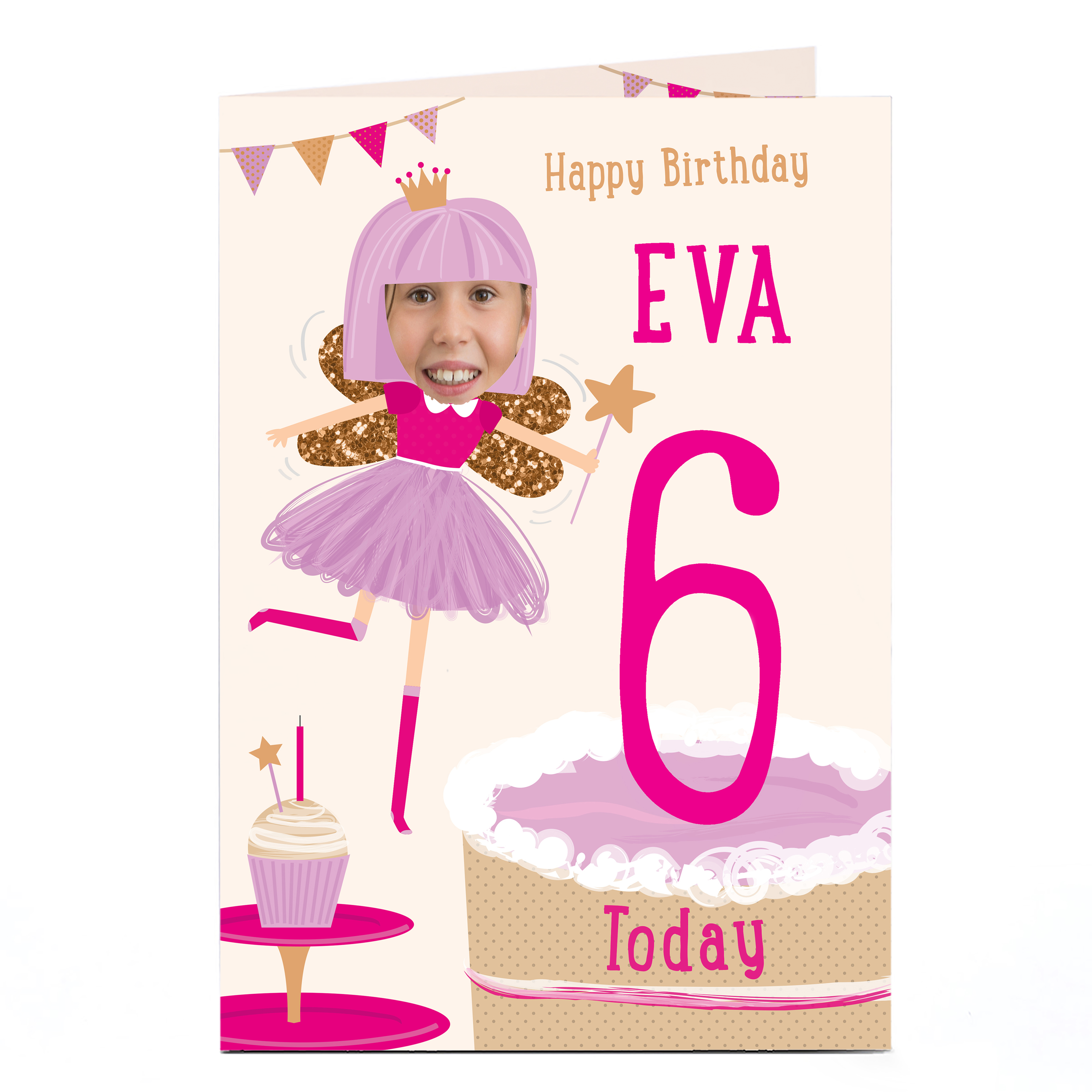 Photo Editable Age Birthday Card - Birthday Fairy
