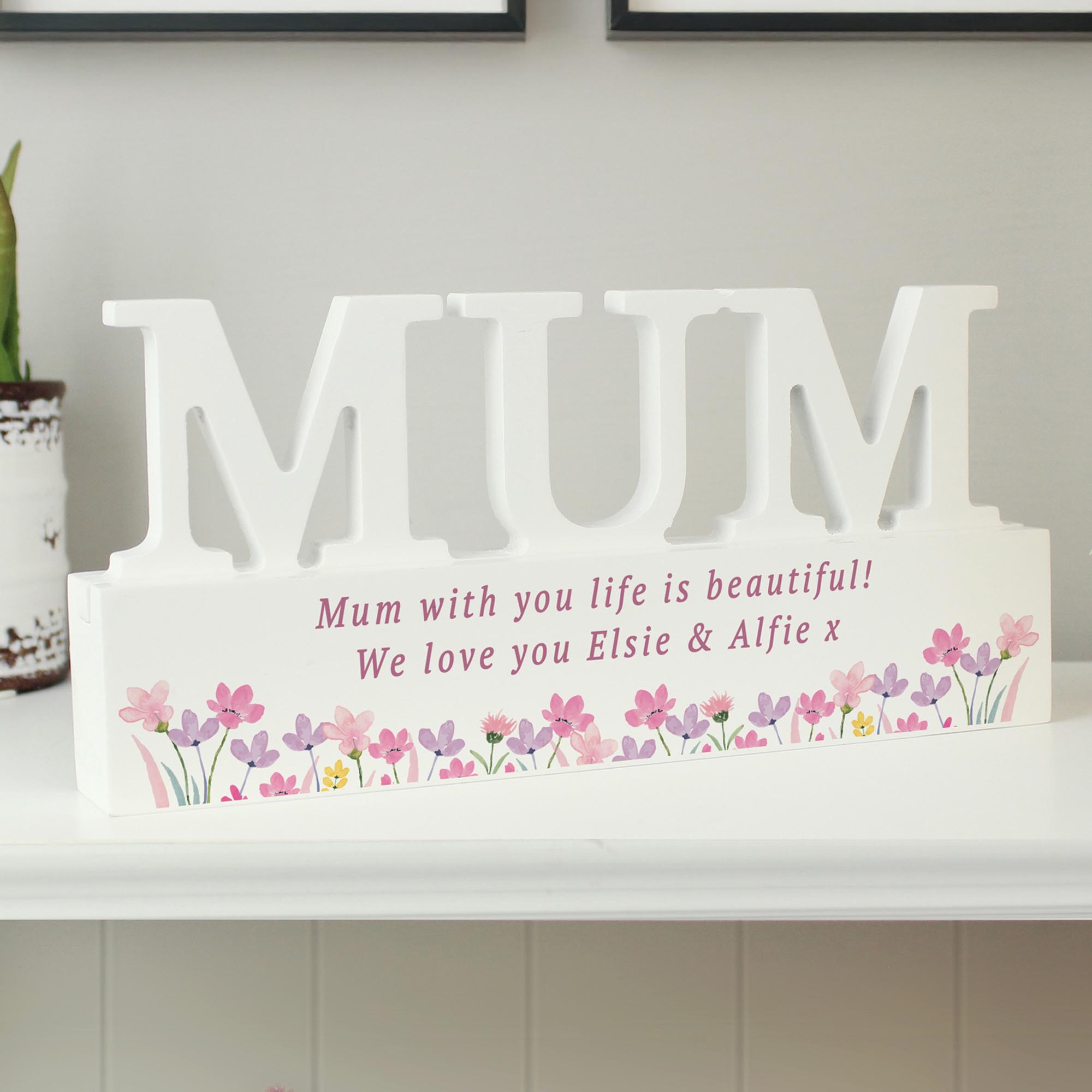 Personalised Floral Wooden Mum Ornament