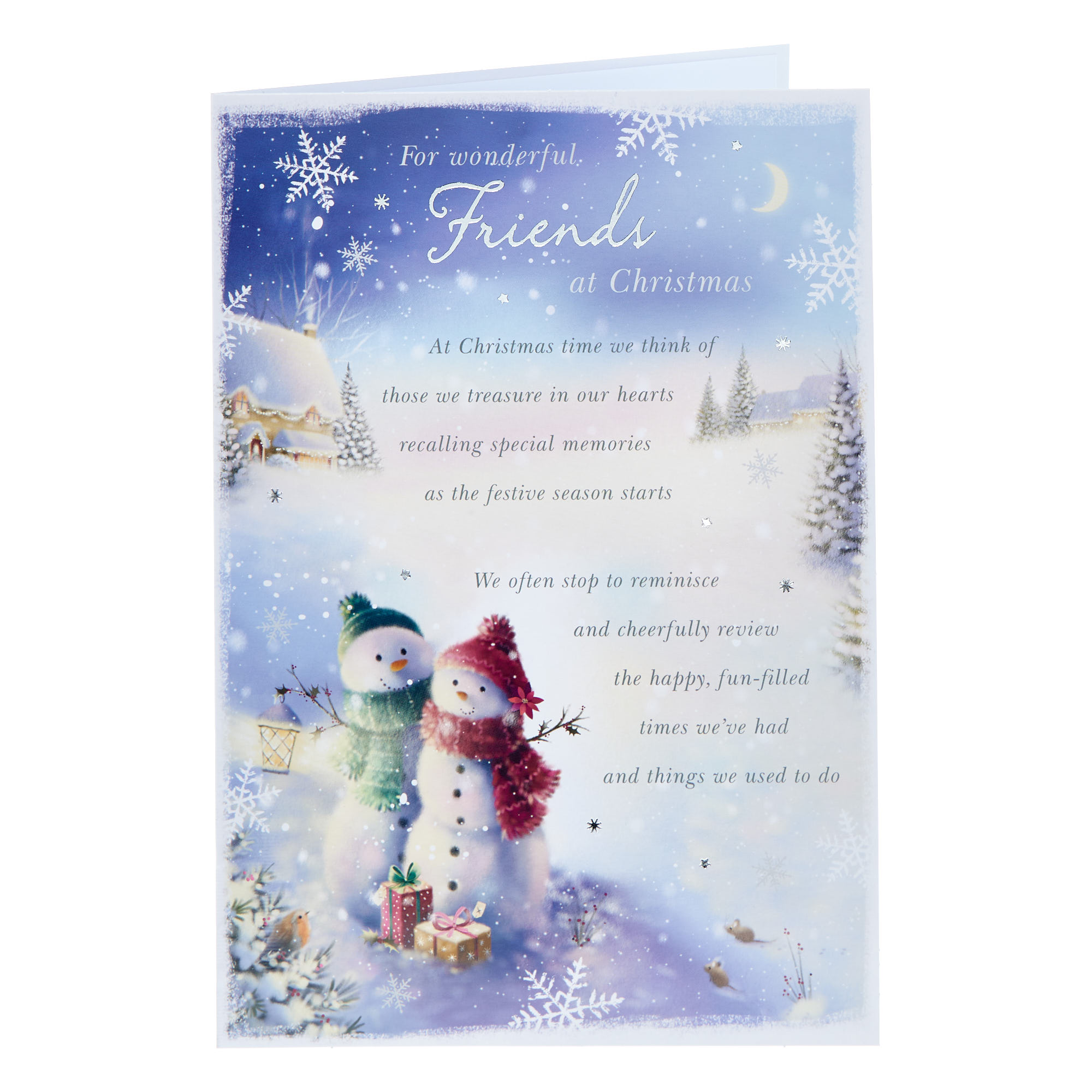 Wonderful Friends Snowmen Verse Christmas Card