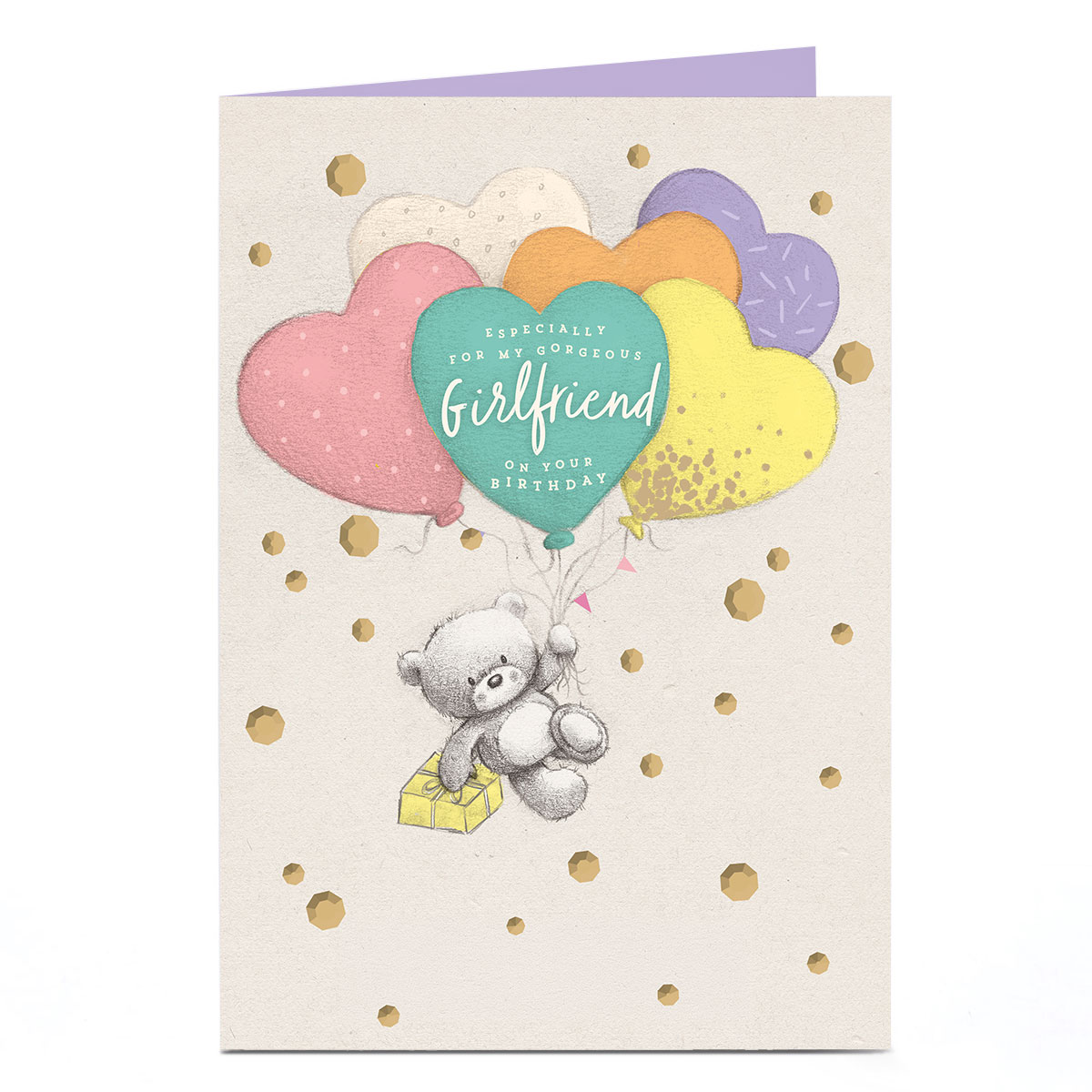 Hugs Birthday Card - Pastel Balloon Bouquet, Girlfriend