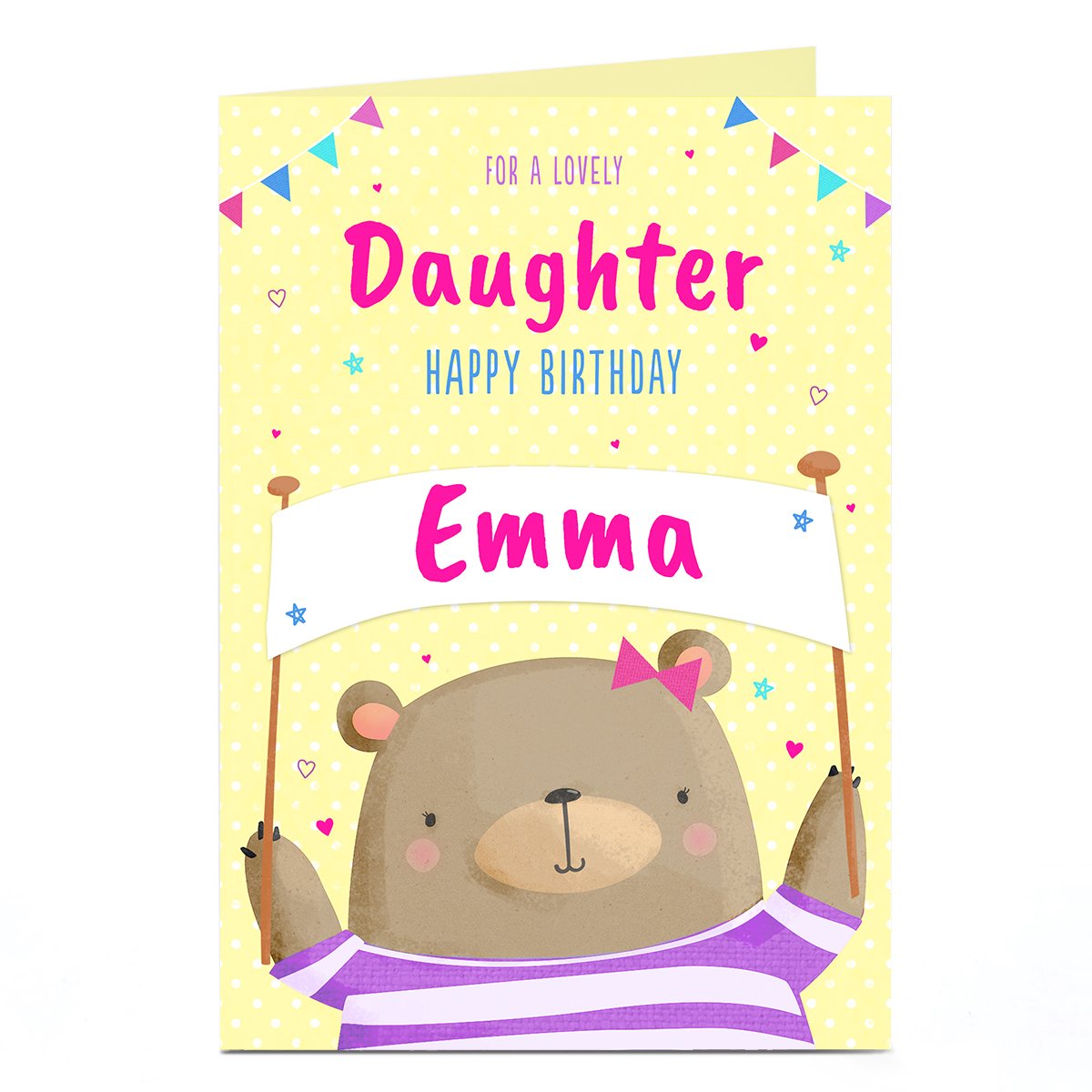 Personalised Birthday Card - Bear & Banner Daughter