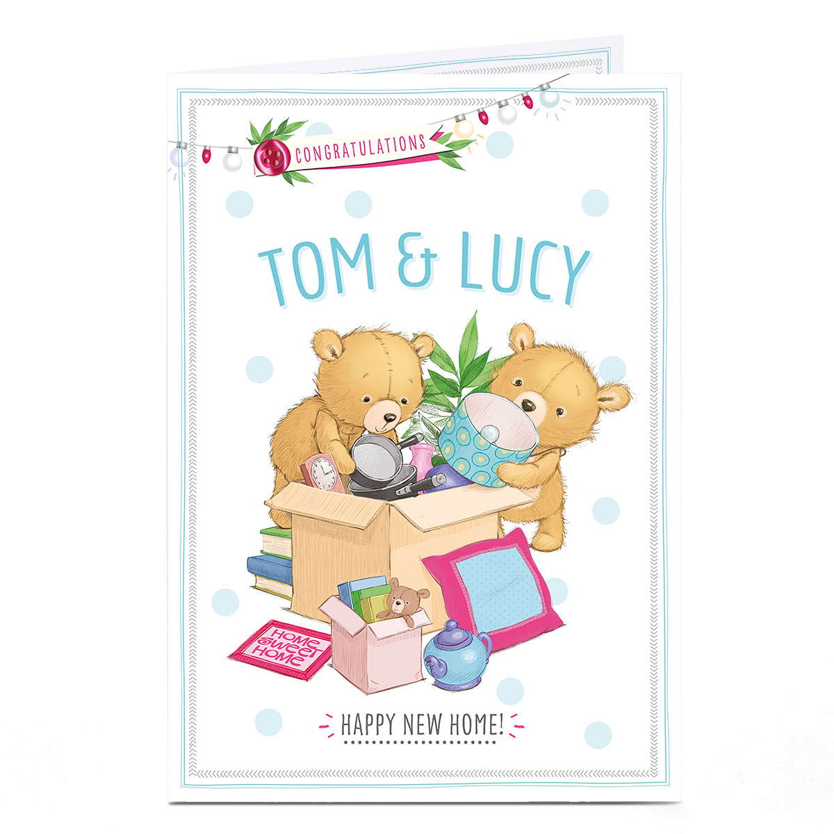 Personalised New Home Card - Two Bears Happy Home