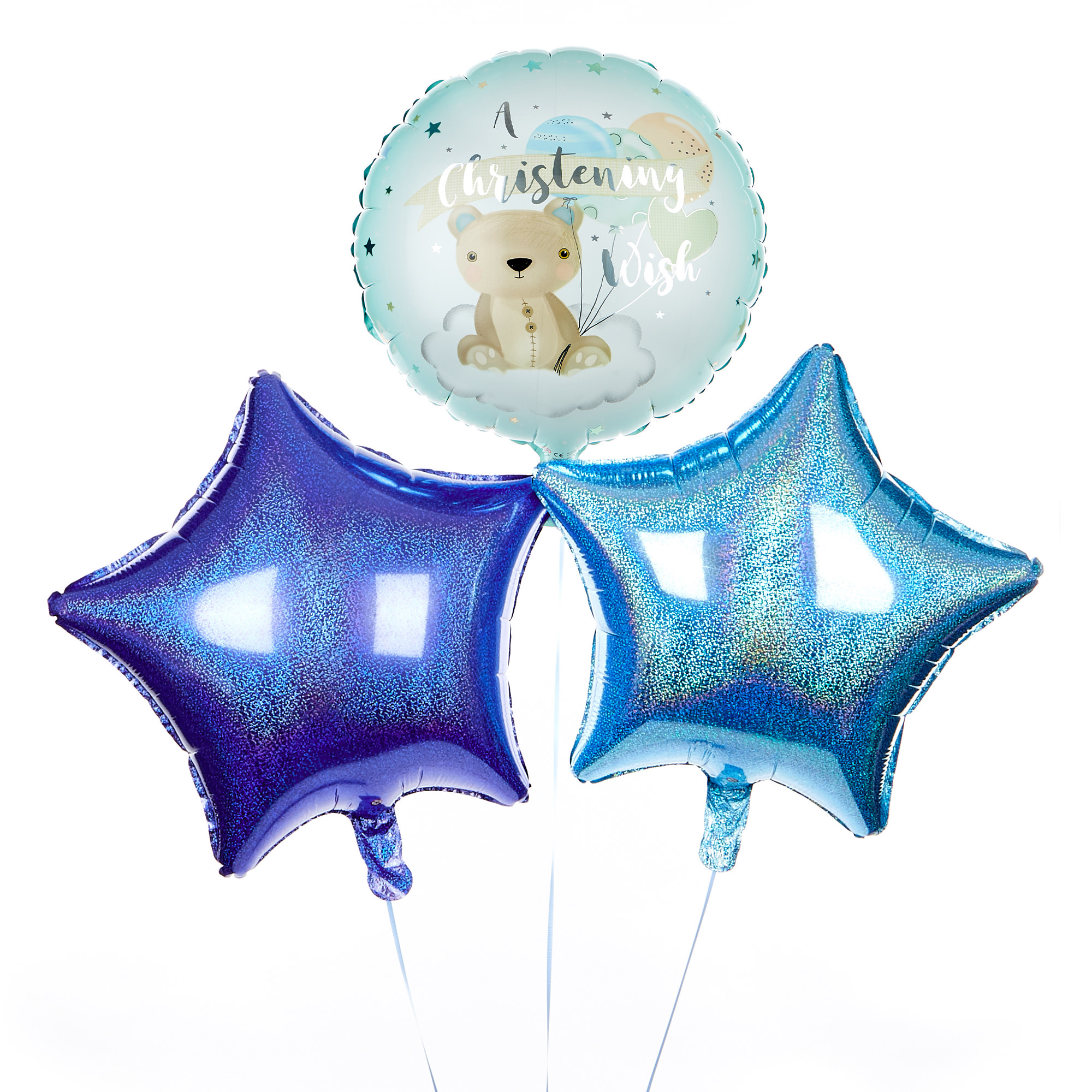 Blue Christening Wish Balloon Bouquet - DELIVERED INFLATED!